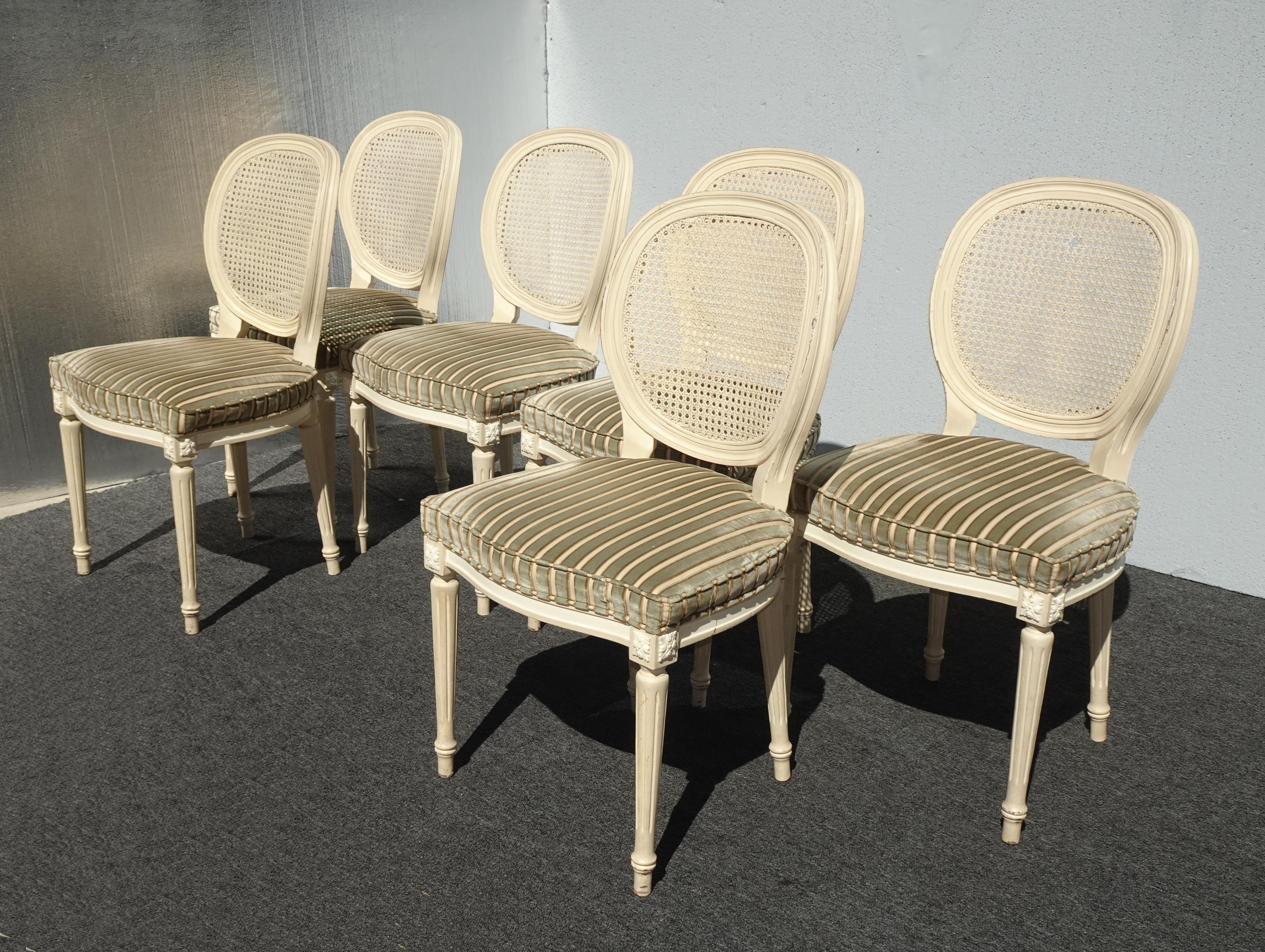 Set Six Vintage French Louis Petite Round Back Cane Balloon Chairs Shabby  Chic, image size:4623x3478