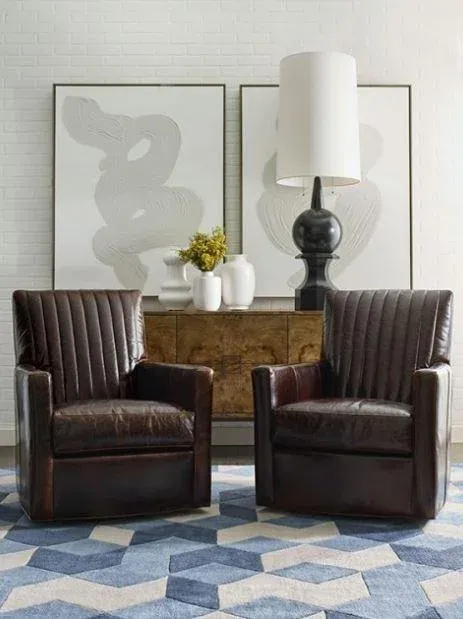 Cr Laine Malcolm Leather Swivel Chair Chairish