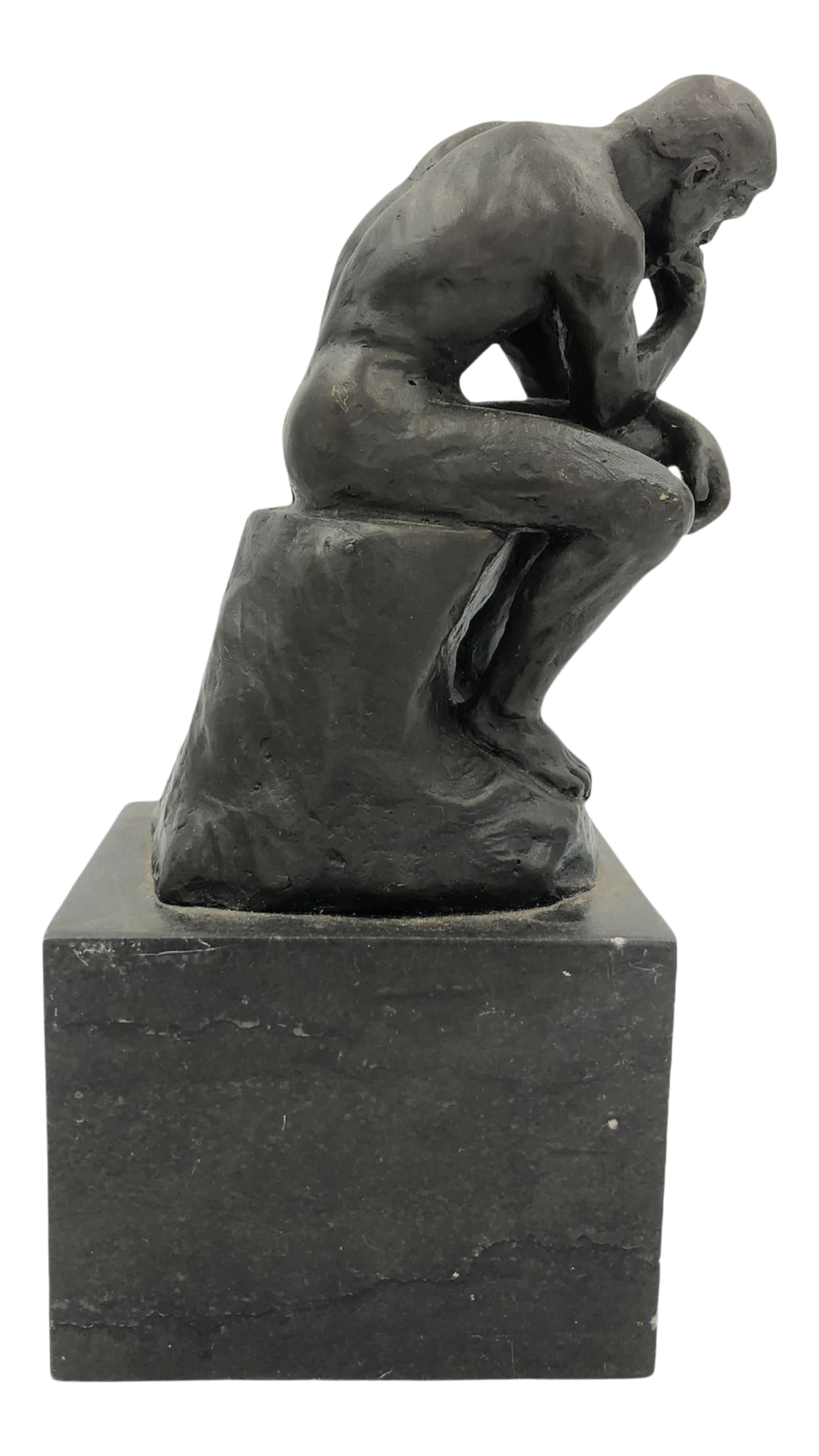 Bronze Rodin Statue the Thinker Figurine Antique Metal Dark Black Chairish