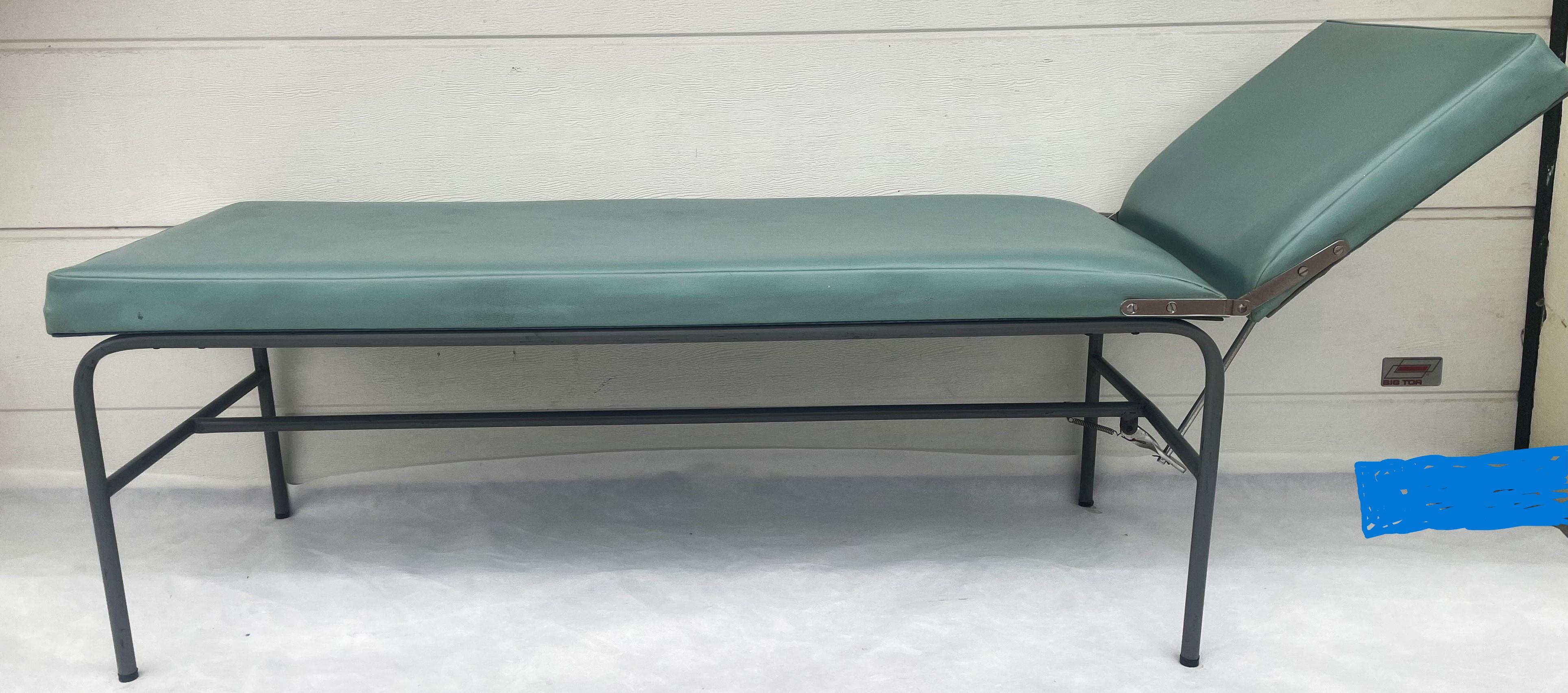 Mid-Century Modern Industrial Medical Couch with Adjustable Headrest, 1960s