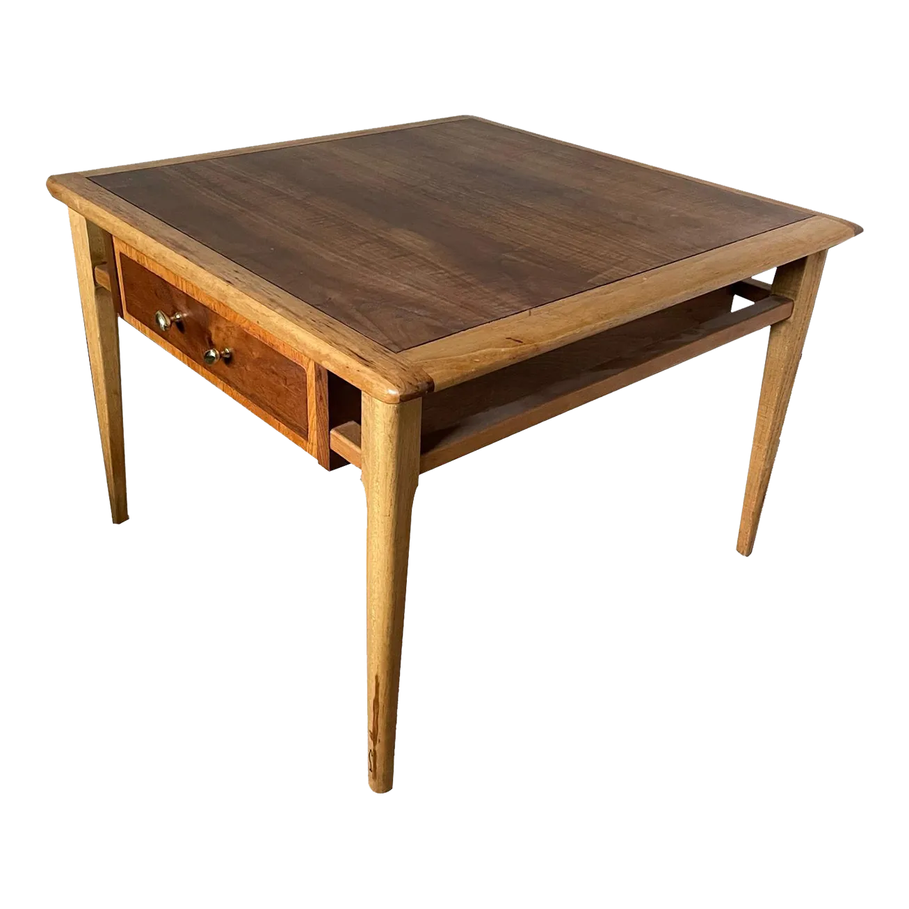 Mid 20th Century Lane Furniture Modern Walnut and Oak Side Table Chairish