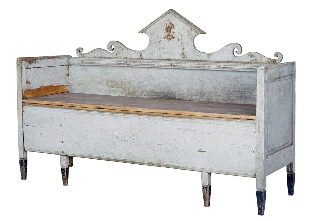Swedish Gustavian Painted Bench, 1810