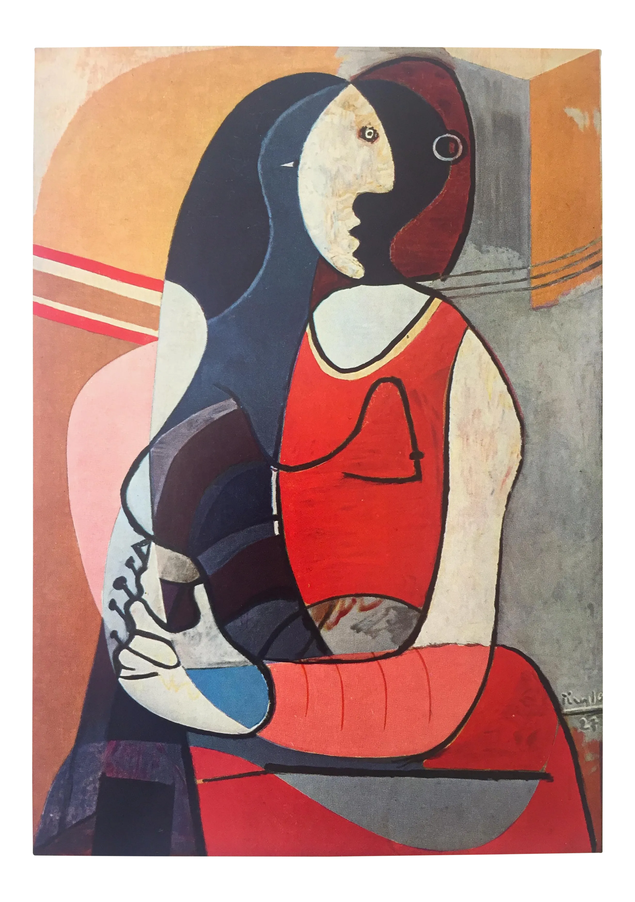 Lithographs 1955 Original Picasso Vintage Colour Print Paul Sketching Tipped In Book Plate Prints