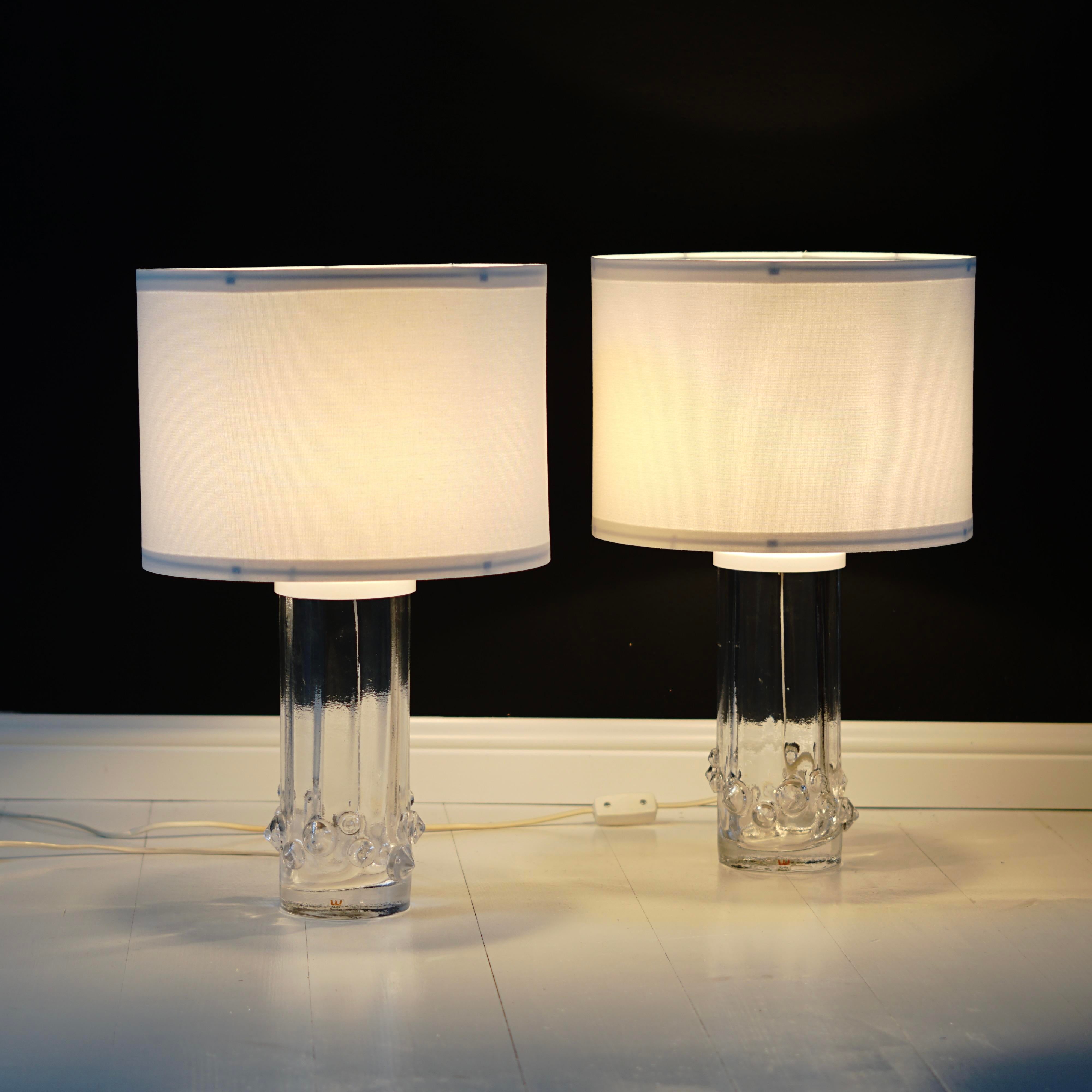 Vintage Glass Lamps from Kosta Sweeden, 1950s, Set of 2