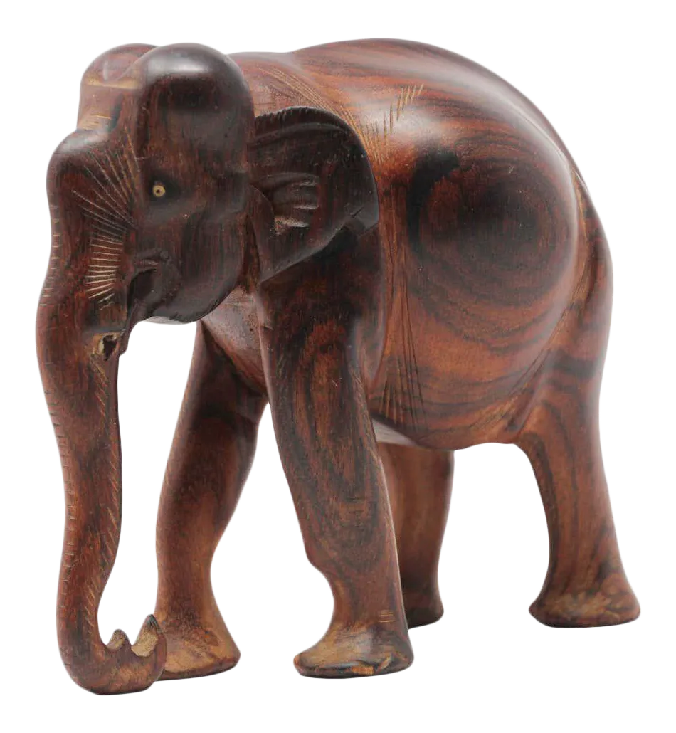African Wood Hand Carved Elephant Chairish