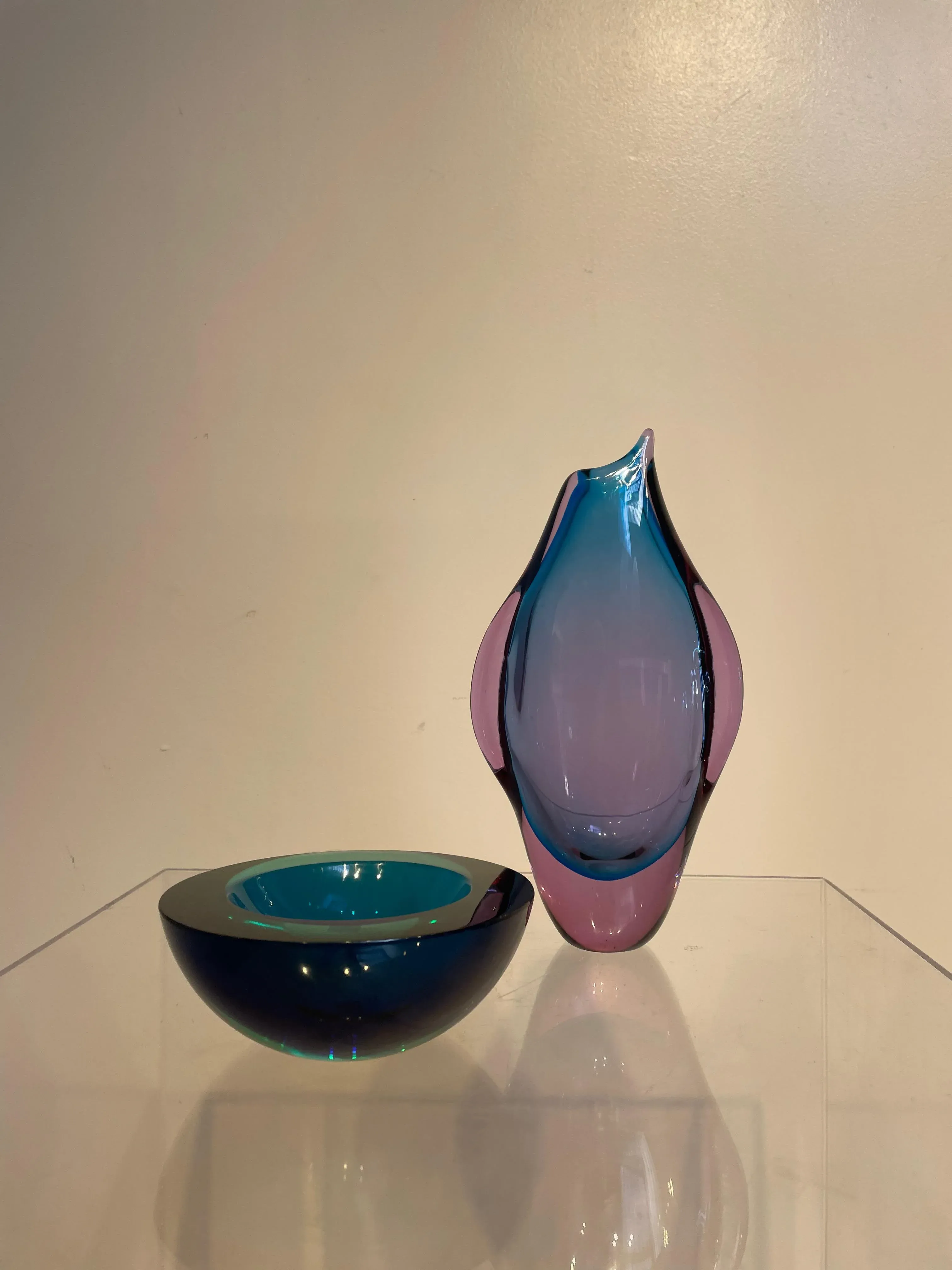 1970s Flavio Poli Penguin Large Sommerso Murano Vase Mid-Century