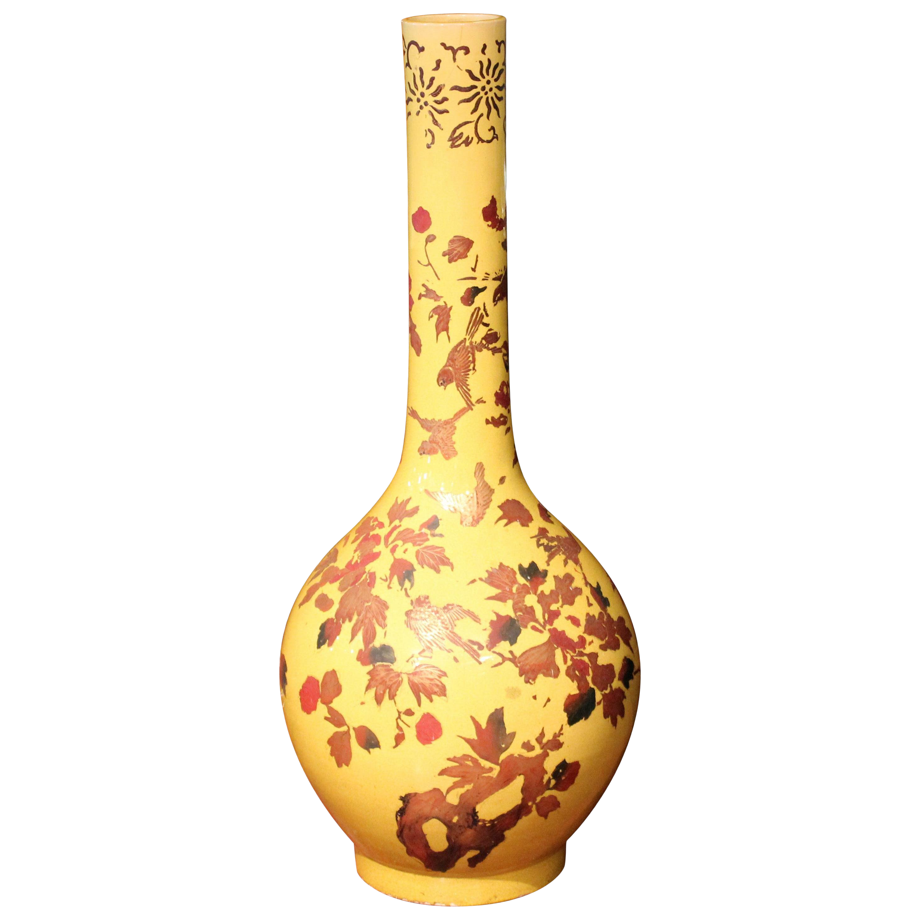 Large Awaji Pottery Bottle Floor Vase Lacquer Decoration Chairish