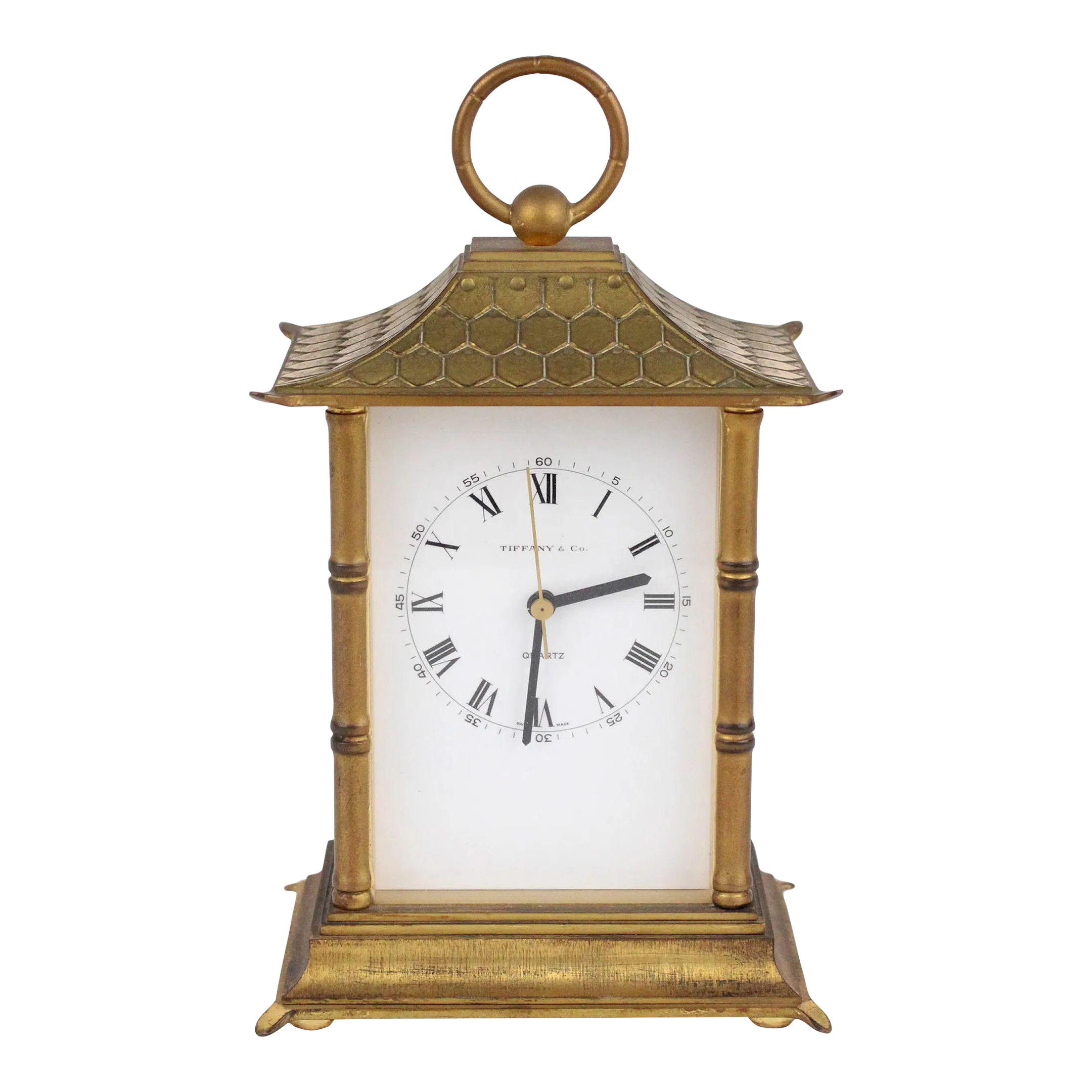 Brass Tiffany & Co. Carriage Pagoda Form Carriage Clock | Chairish