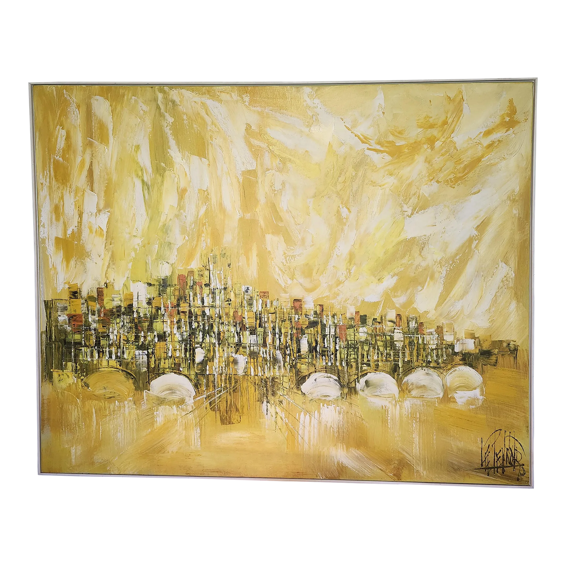 1960s Lee Reynolds Large Mid-Century Modern Abstract Oil