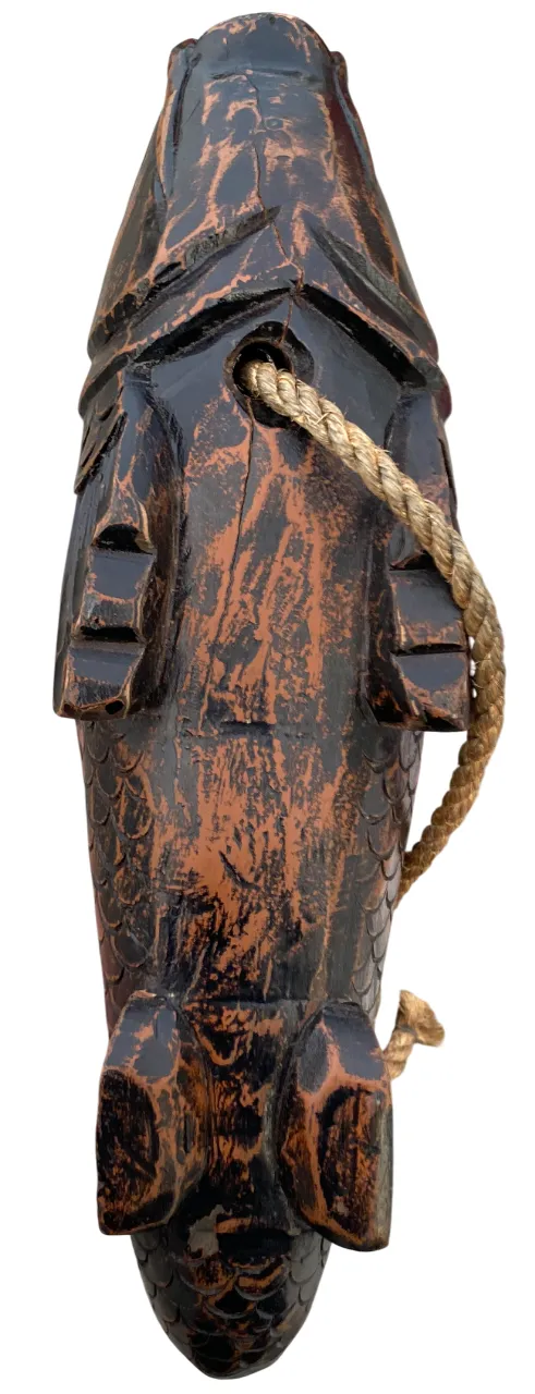 Japanese Carved Wood Koi Fish Jizai Kagi (Fireplace Hook) | Chairish