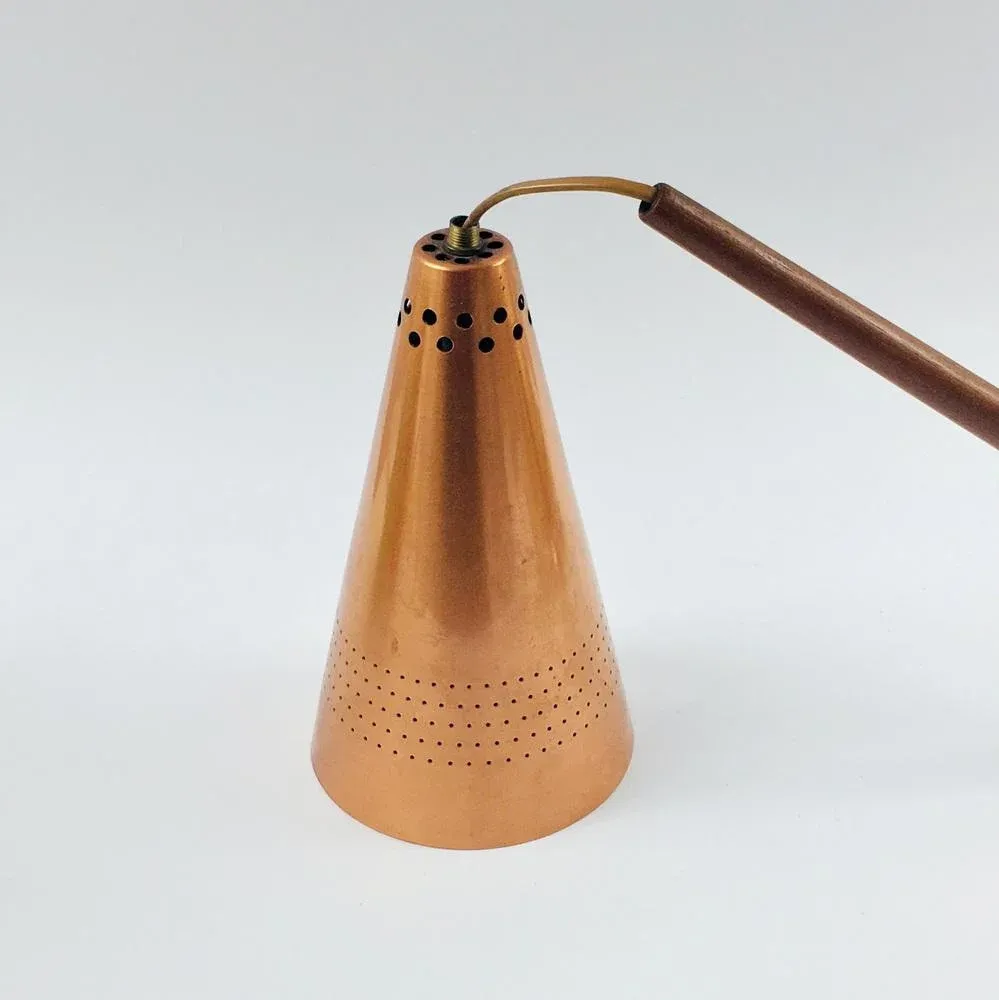 Scandinavian Copper & Teak Model S 1718 Wall Lamp by Hans-Agne Jakobsson for Hans-Agne Jakobsson AB Markaryd, Sweden, 1960s