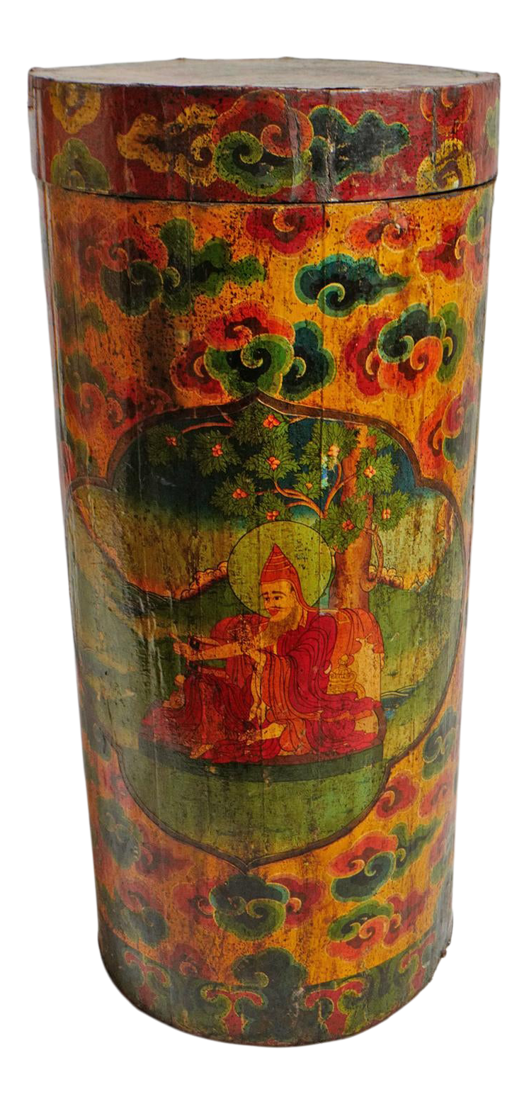 Antique Tibetan Cylinder Box Chairish