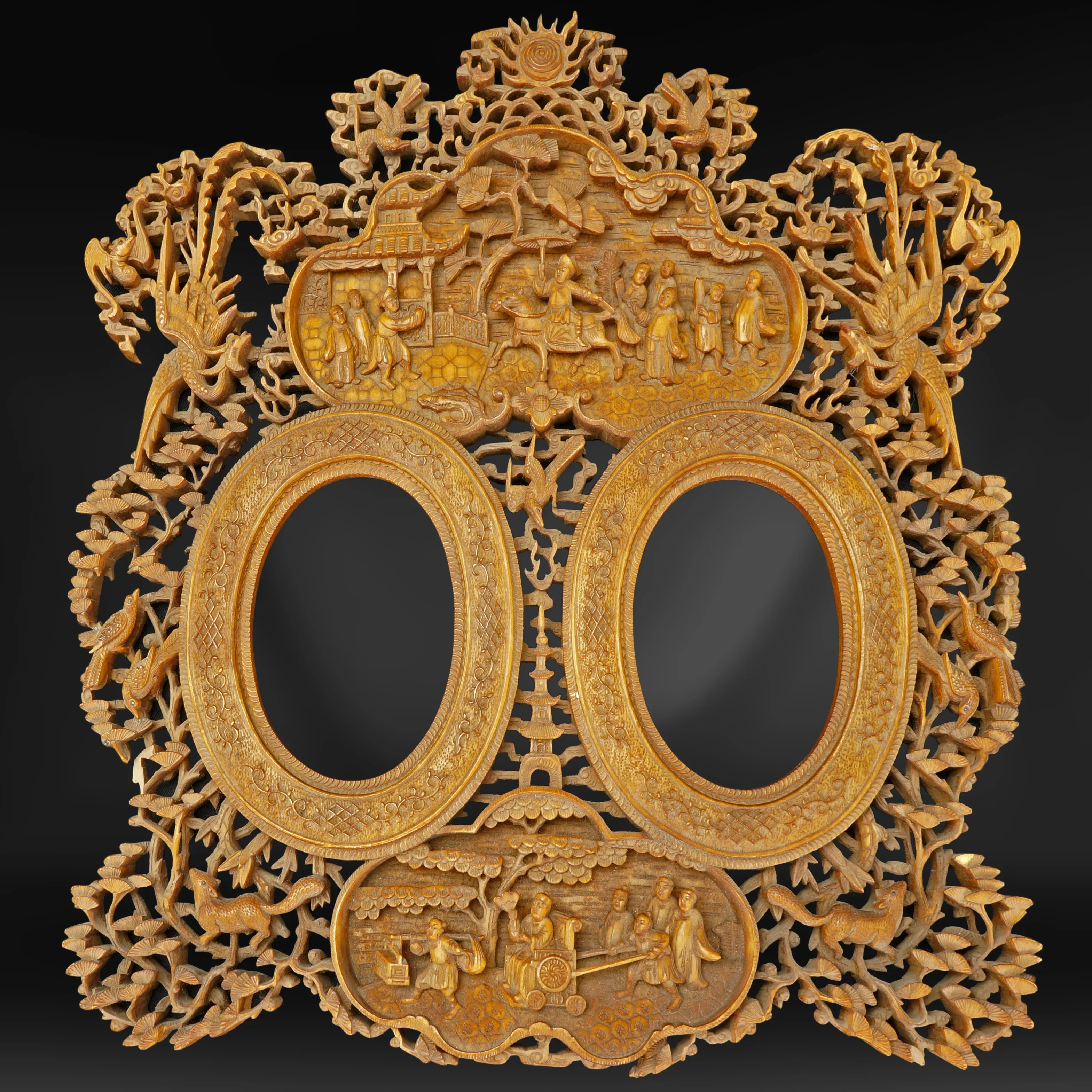 Antique Chinese Wood Frame Circa 1830 | Chairish