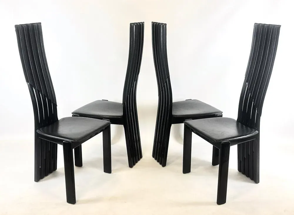 Italian Modern Tripod Chairs from Lübke, 1980s, Set of 4