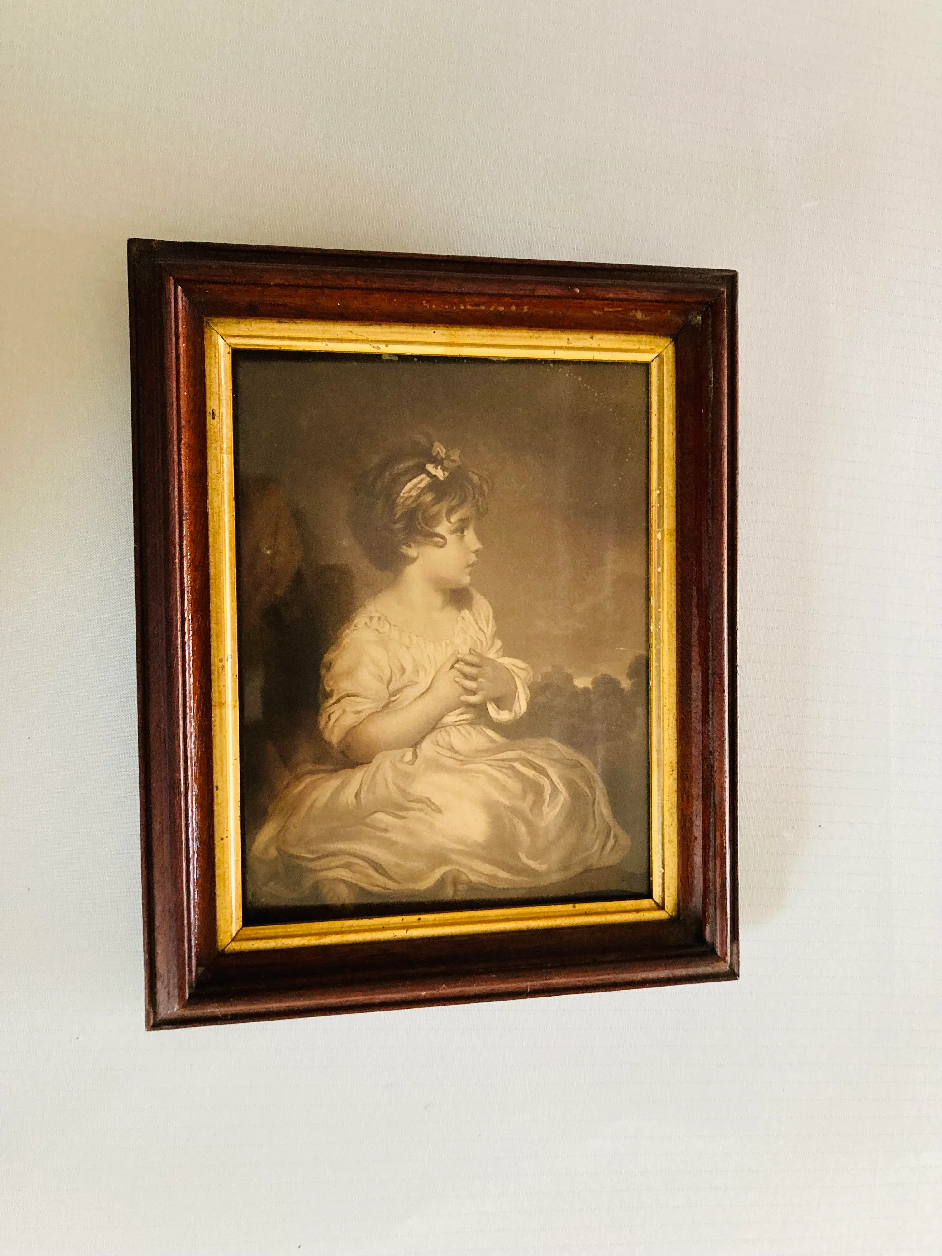 Wistful 19th Century Photo Print of Young Girl Framed