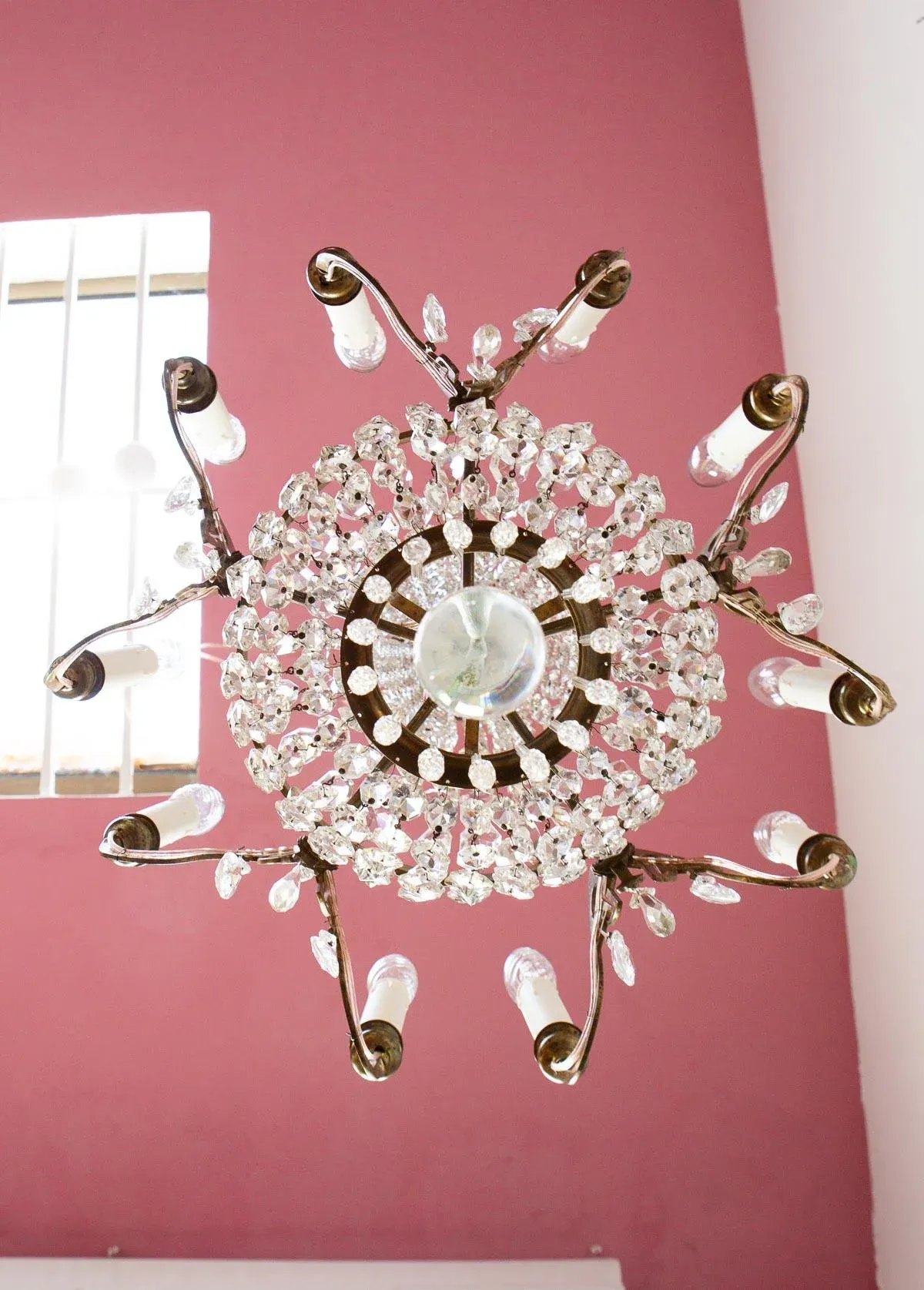 Large Art Nouveau Swedish Glass Chandelier, 1890s