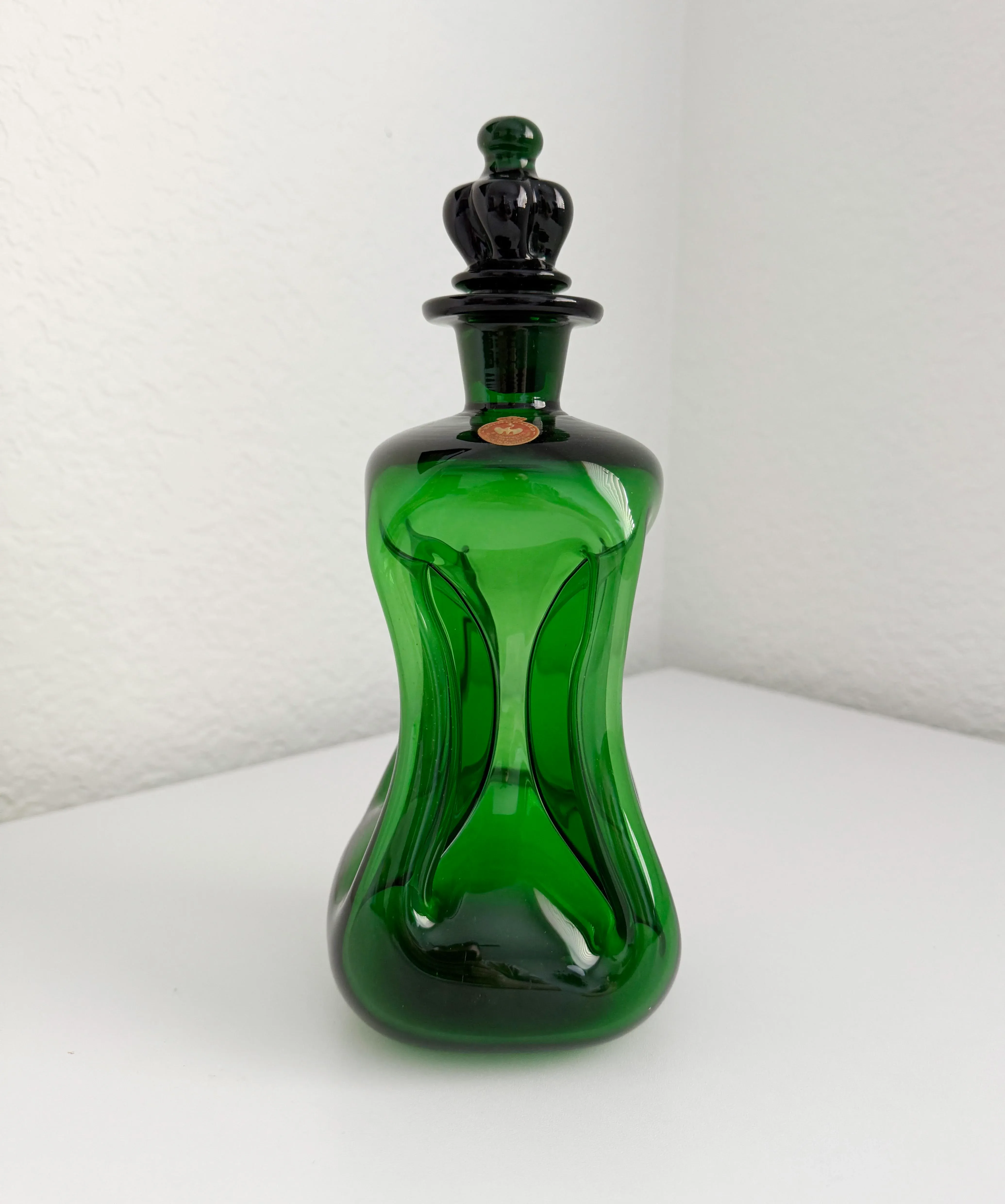 1960s Denmark Holmegaard Kluk Kluk Decanter With Sticker | Chairish
