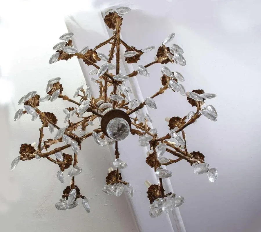 French Gilt Bronze and Cut-Glass 14-Light Chandelier, 19th Century