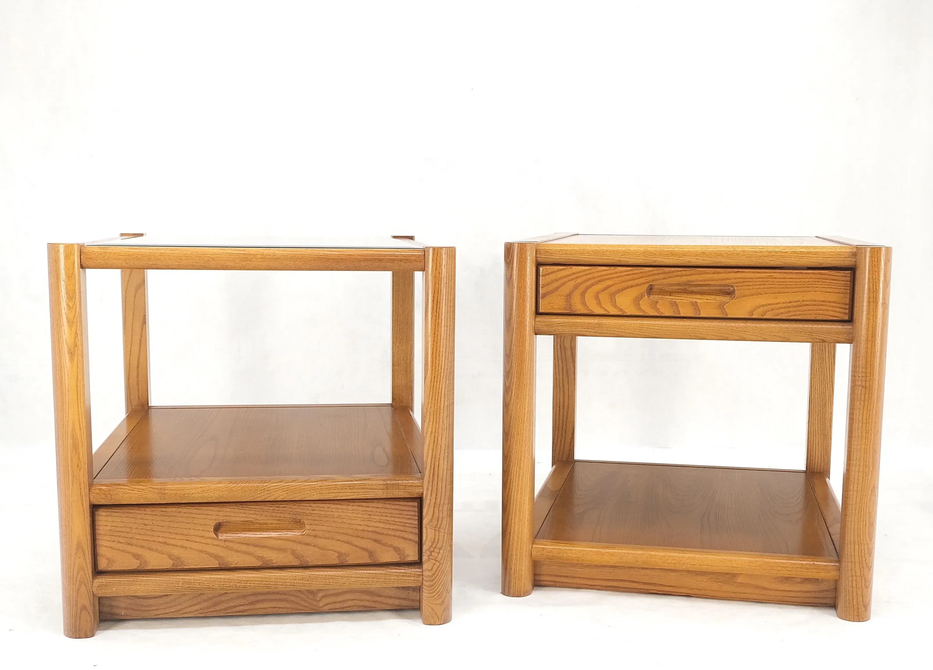 Quality Glass Top One Drawer Side End Tables Nightstands Thomasville - A Pair main image 3