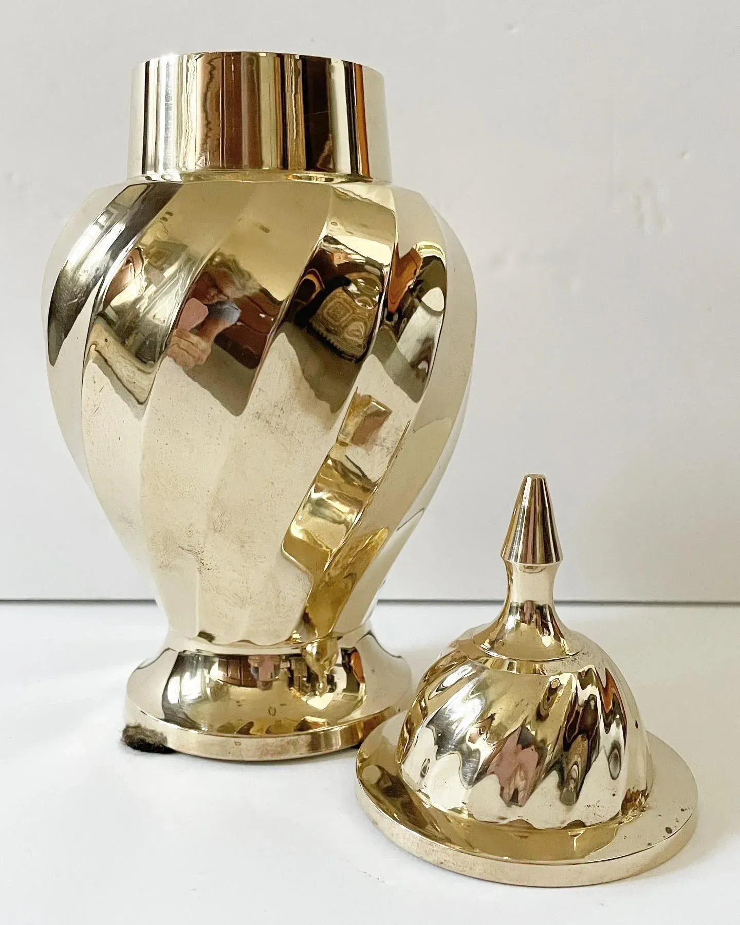 Vintage Solid Brass Ginger Jar