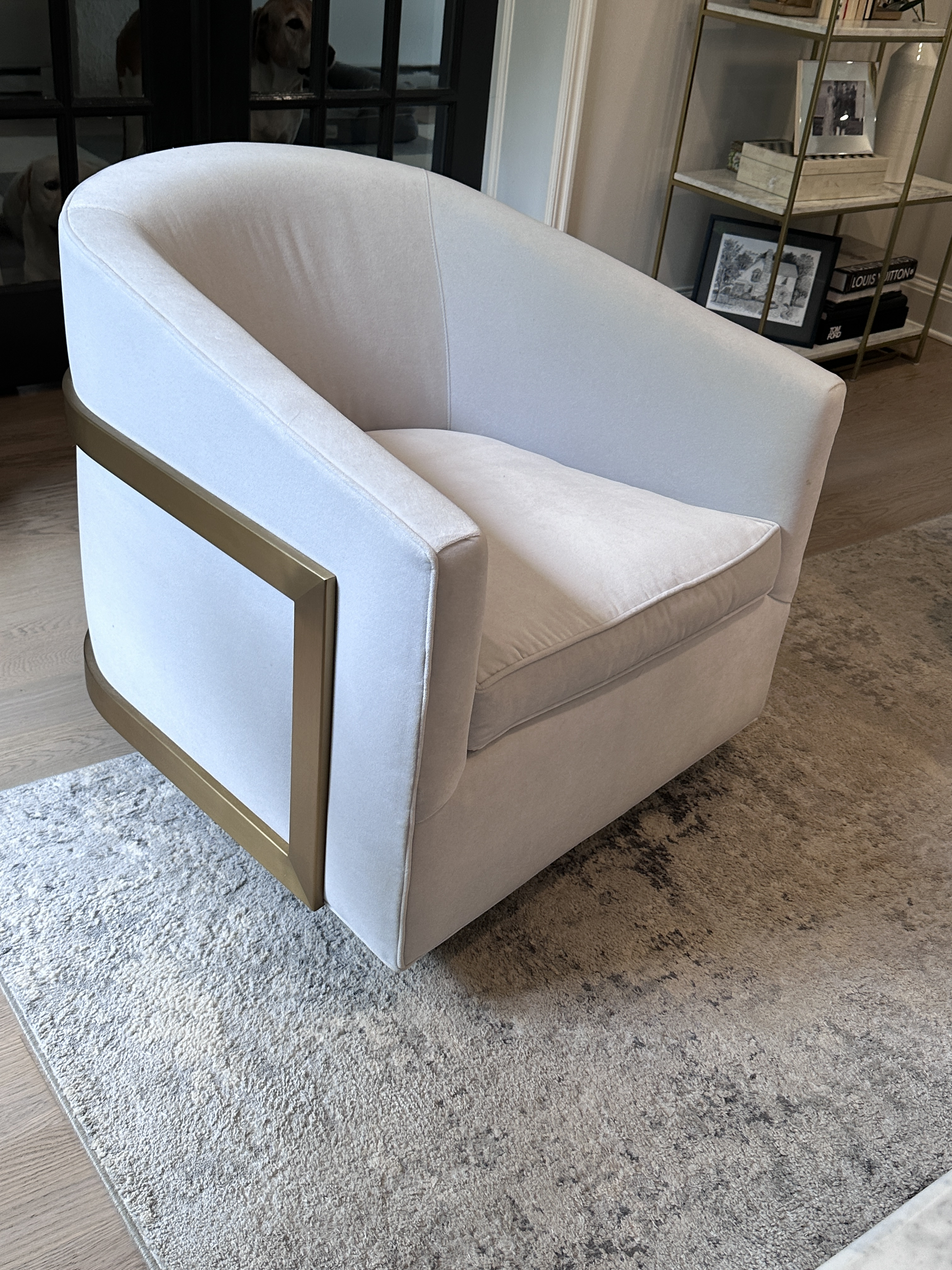 Rh Reginald Swivel Chair in Performance Velvet TWO Available