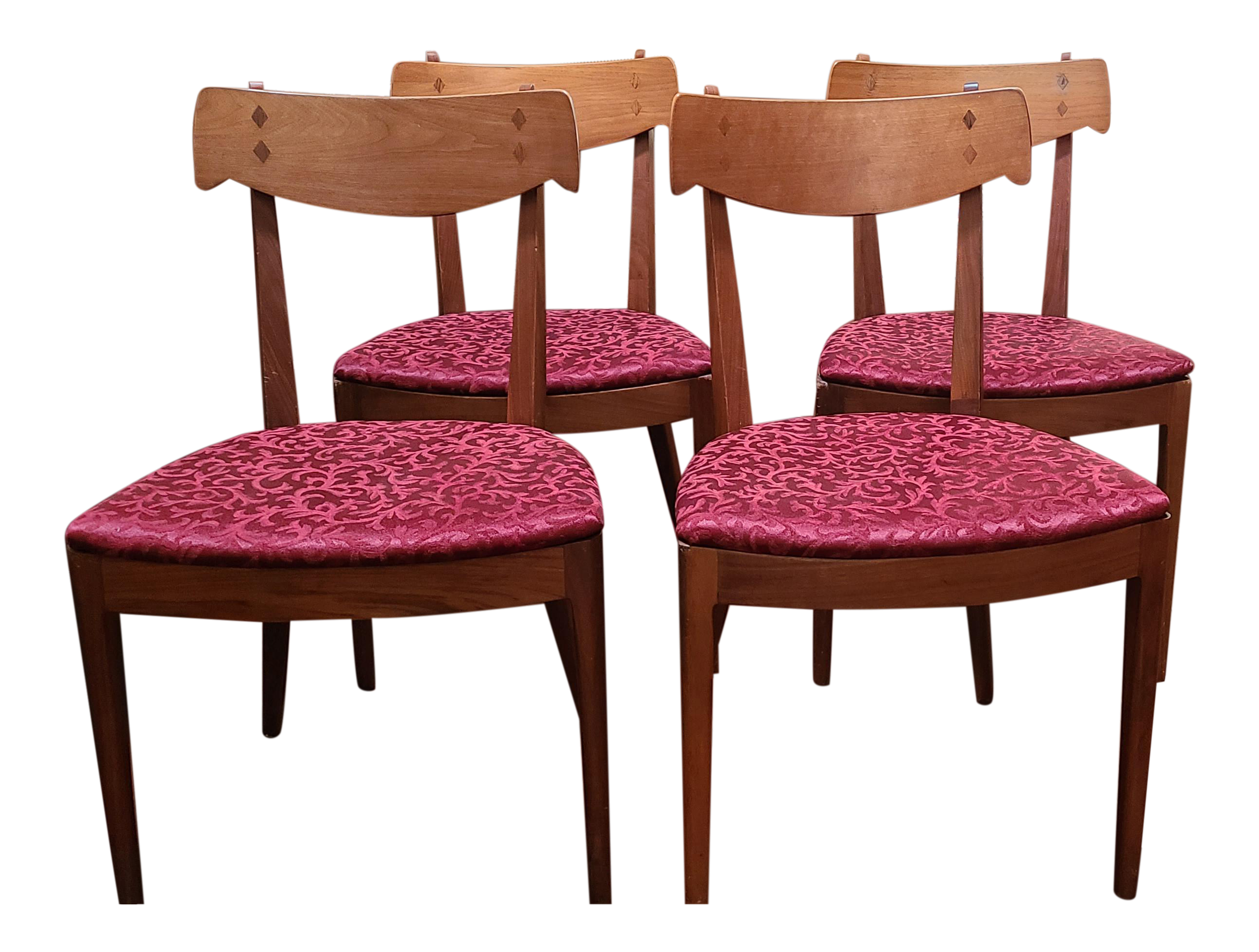 Mid Century Modern Walnut Dining Chairs Set Of 4 Chairish