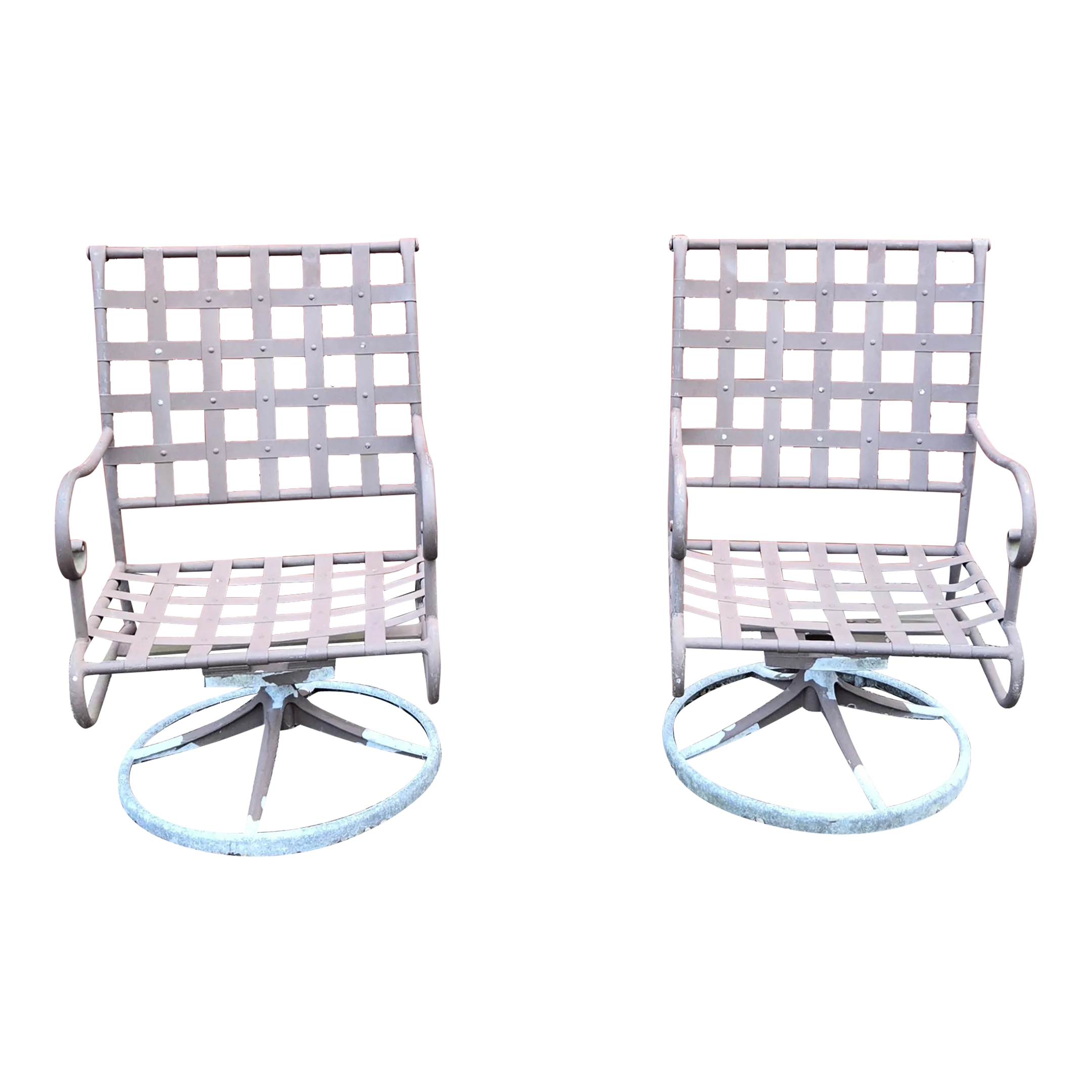 Vintage Brown Jordan Wrought Iron Swivel Chairs Set of 2 Chairish