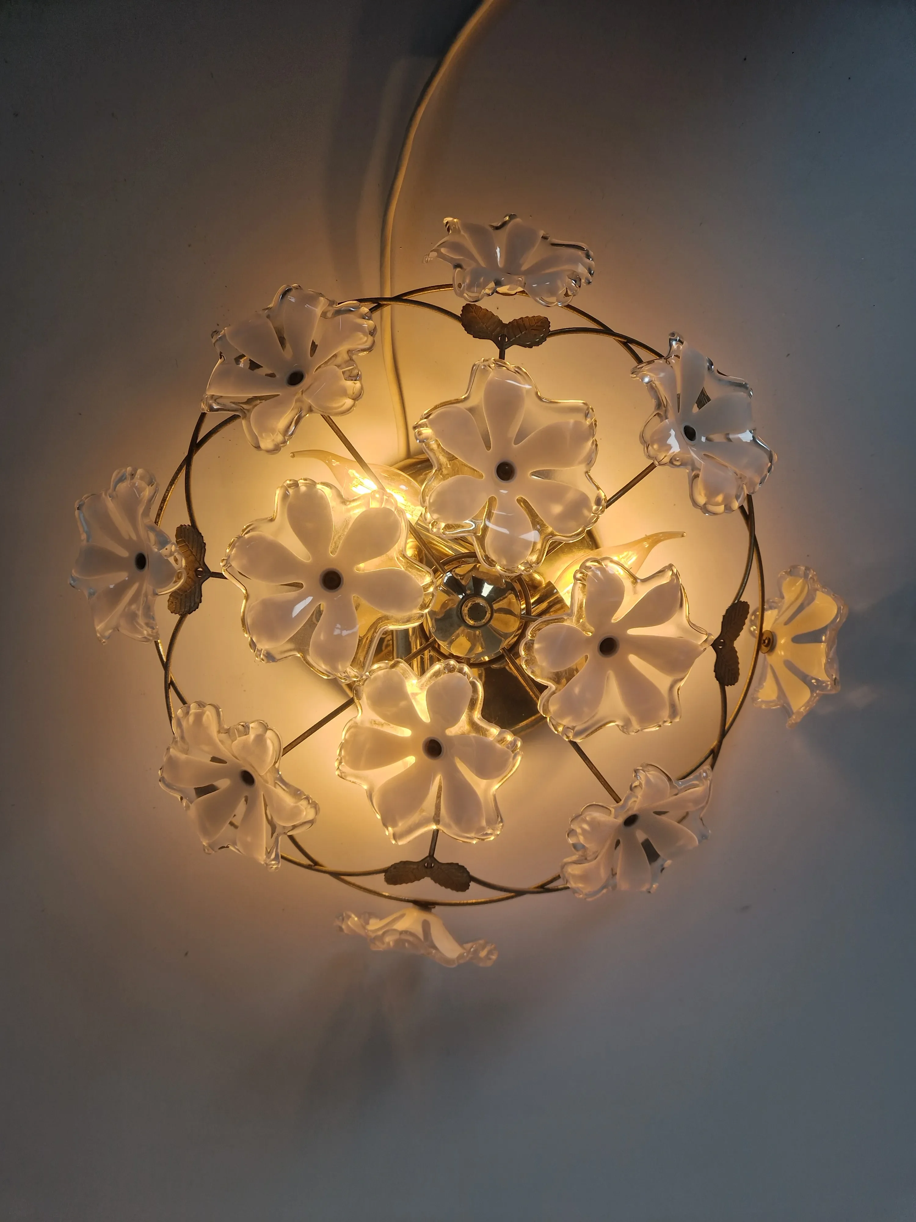 Regency Ceiling Lamp in Brass and Acrylic, 1970s