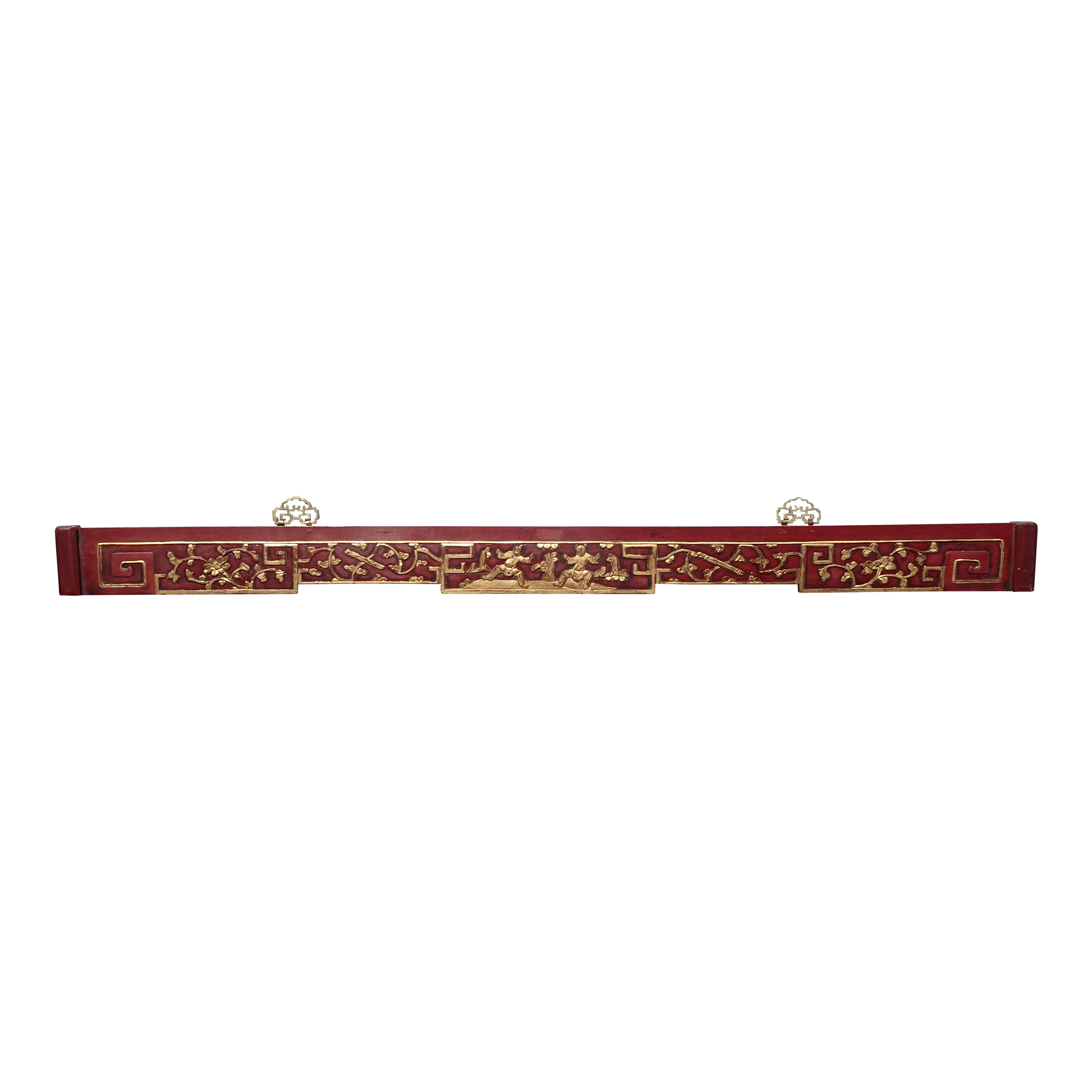 Vintage Oriental Asian Hanging Wall Decor ~ Decorative Red Carved Accent #1