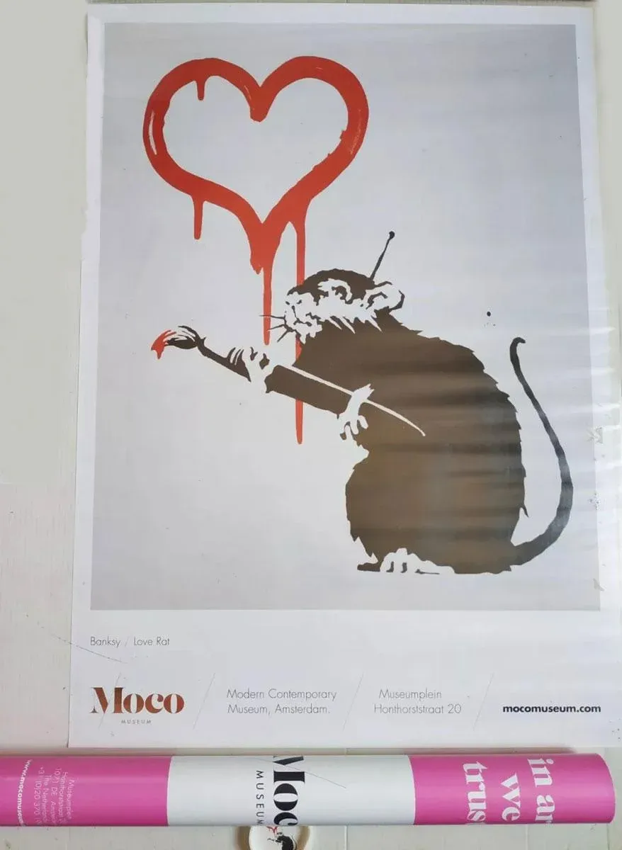 Banksy Love Rat Exhibition Poster Moco Museum | Chairish