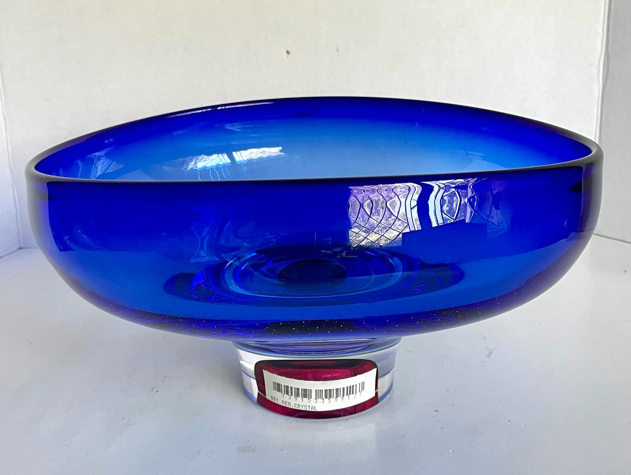 Kosta Boda Cobalt Blue and Magenta Art Glass Bowl Designed