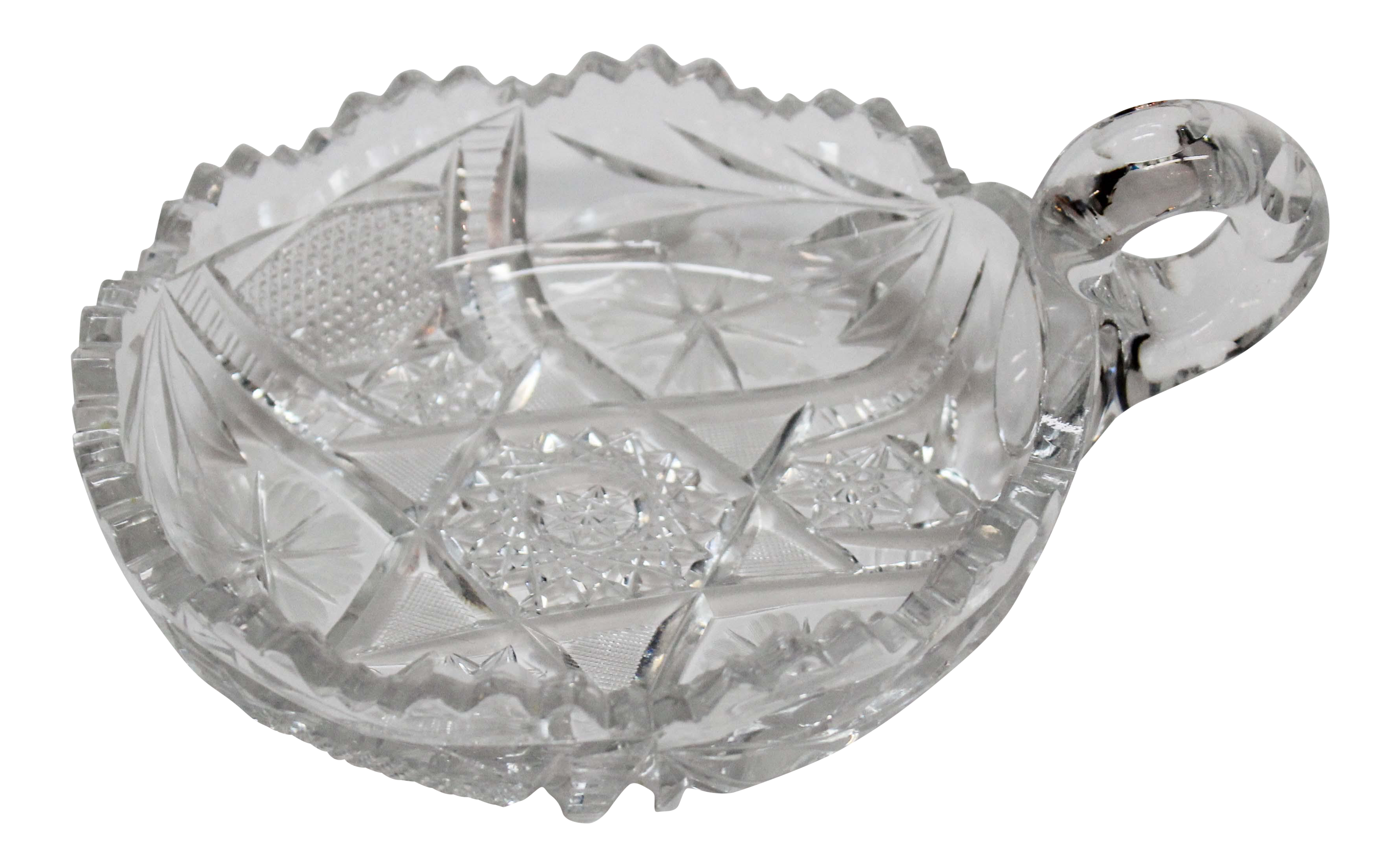 Cut Crystal Serving Dish With Snail Handle Chairish
