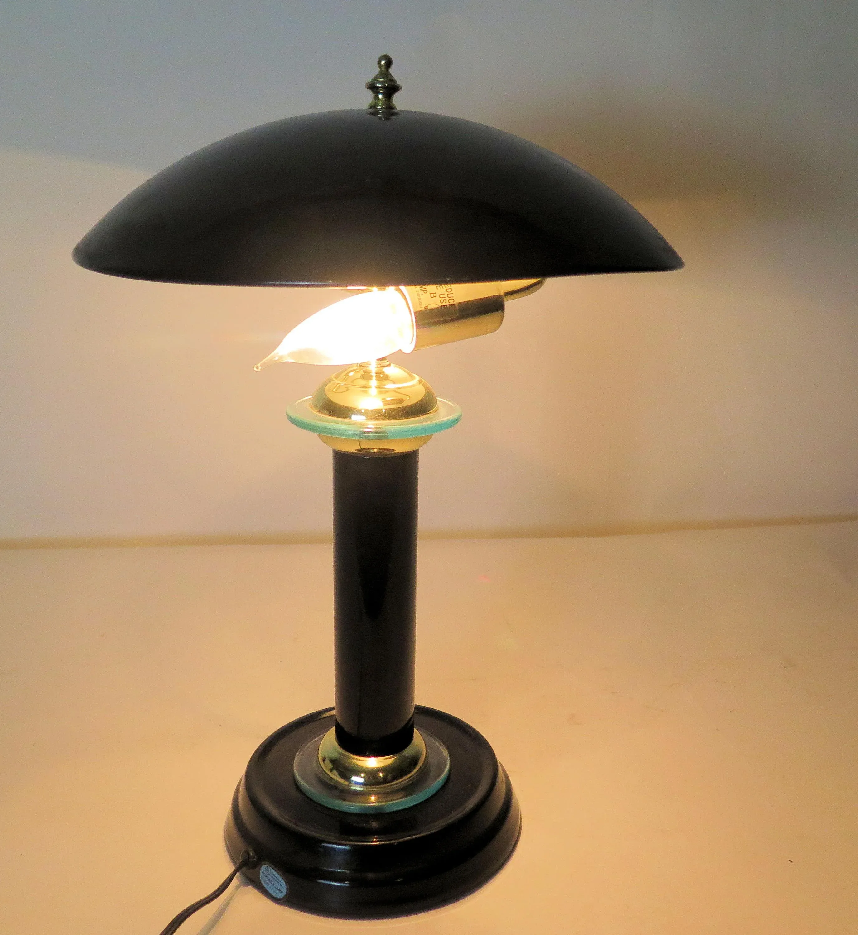 1980s Black Art Deco Revival Table Lamp | Chairish