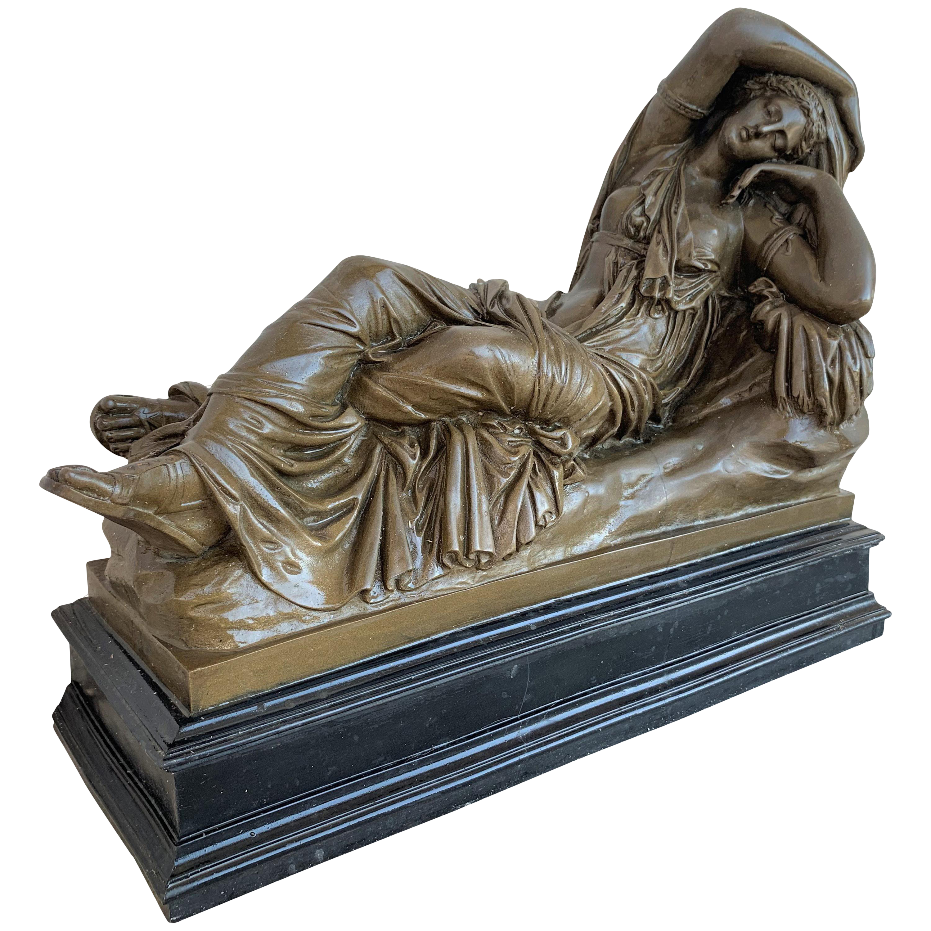 Italian Bronze Tuscany Neoclassical Style Sculpture Featuring A Relaxed Woman Chairish chairish
