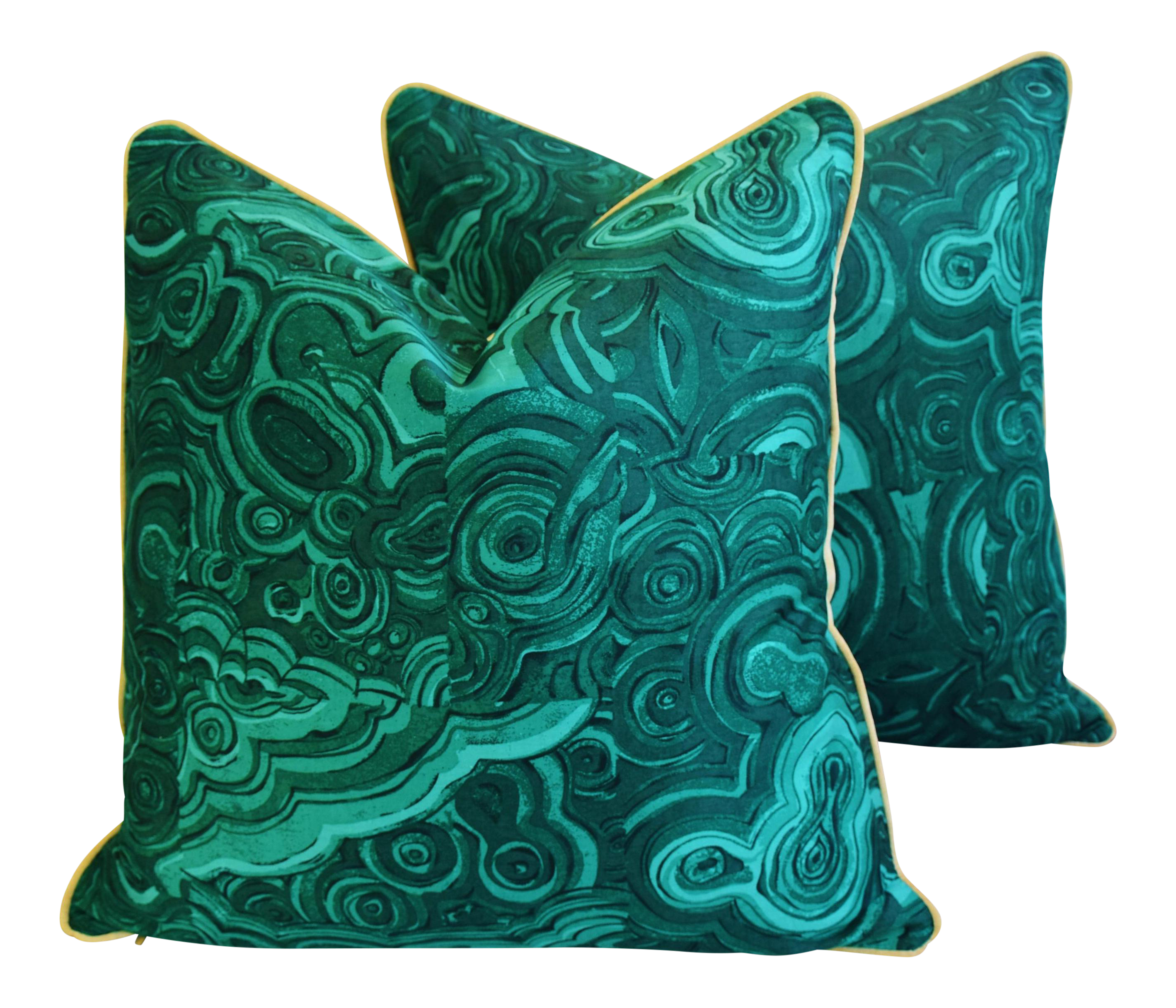 Tony Duquette Style Jim Thompson Malachite Pillows 24 Pair