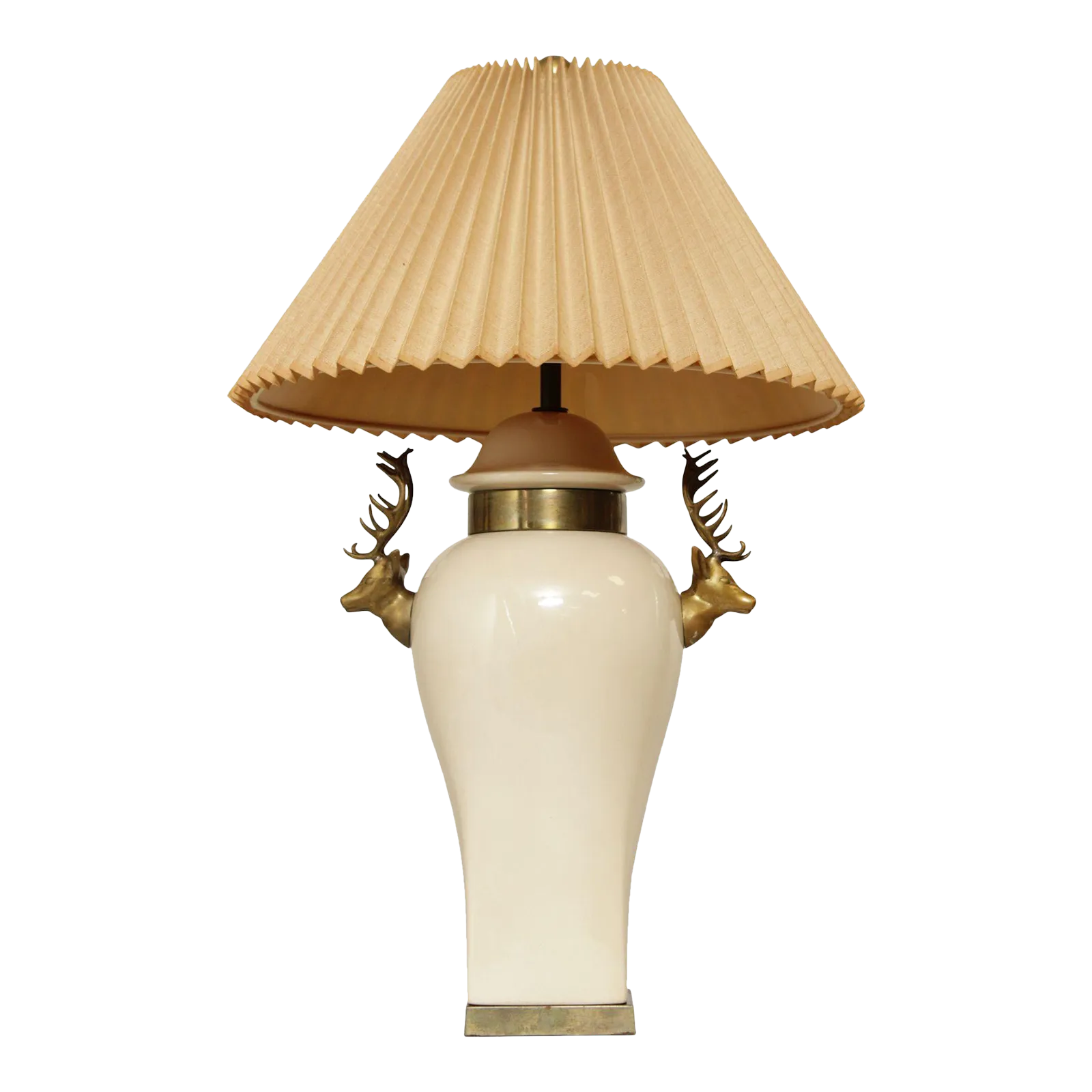 Late 20th Century Urn Form Table Lamp with Brass Stag Head Handles