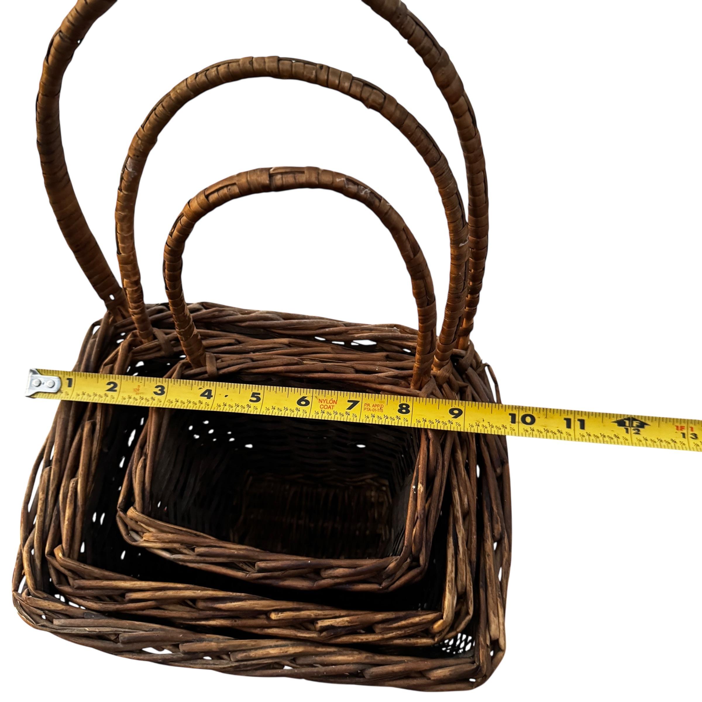 French Style Split Willow Nesting Baskets- Set of 3