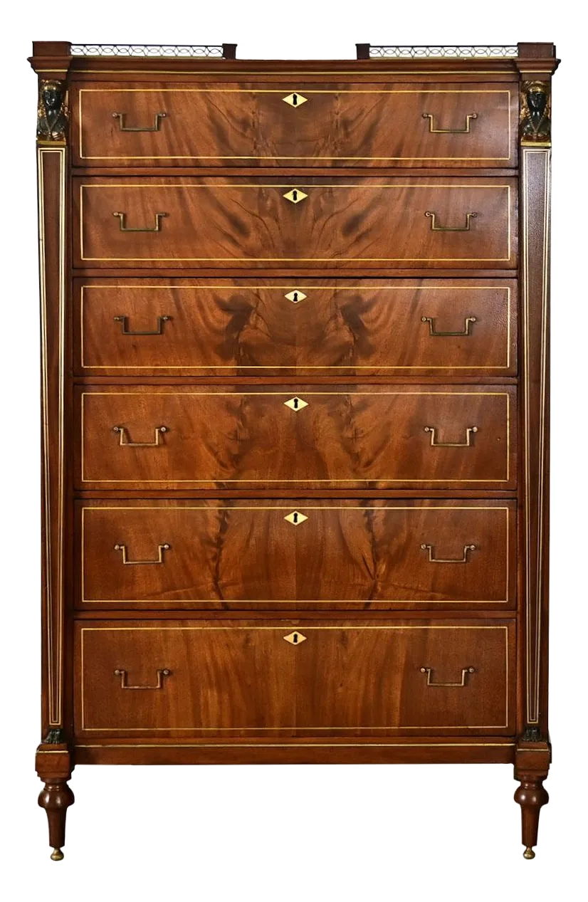 Dutch 20th Century Mahogany Empire Style Highboy