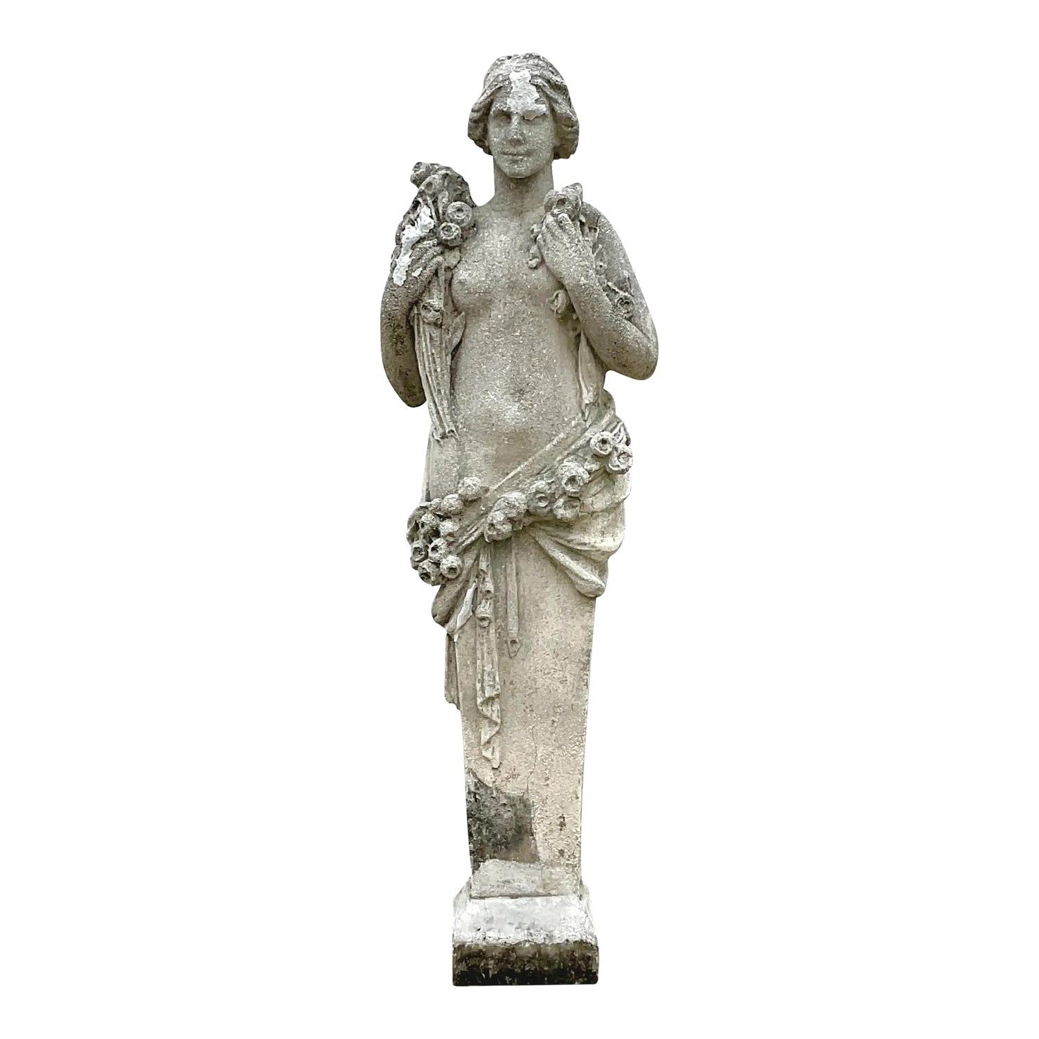 Vintage Boho Cast Concrete Four Seasons “Spring” Statue | Show Pony ...