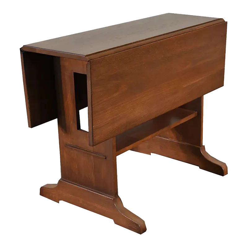 Crafters and Weavers Mission Solid Oak Drop Leaf Dining Table Walnut