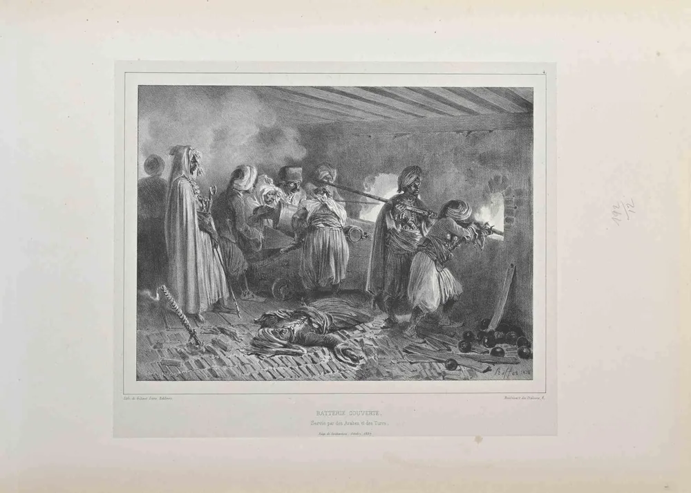 Auguste Raffet, Batterie Couverte, Lithograph, 1837