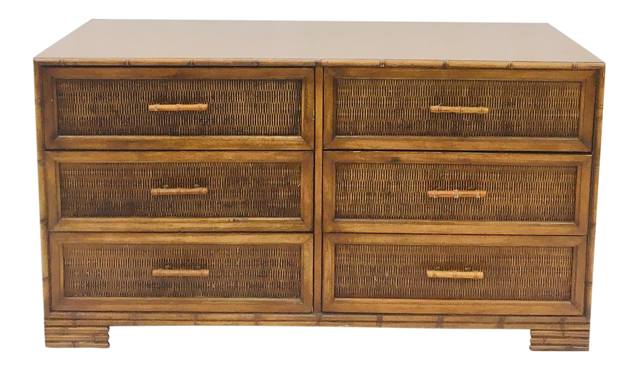 MidCentury Hollywood Regency Faux Bamboo Dresser Chest Chairish