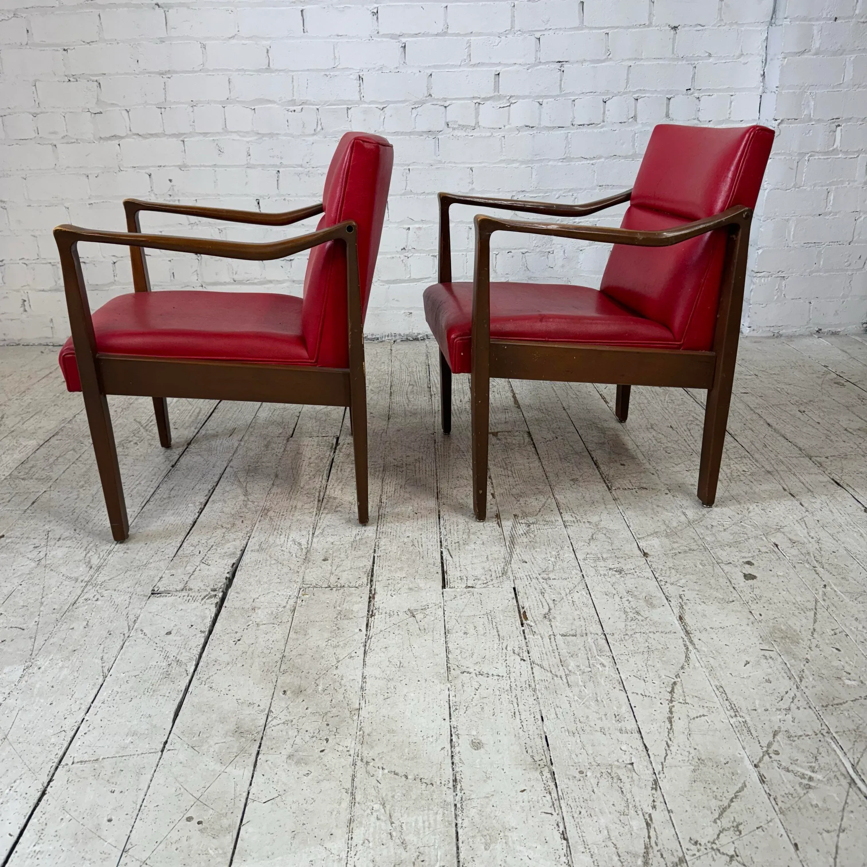 Mid Century Modern Red Vinyl Chairs Mid Century Modern Pair Of Red