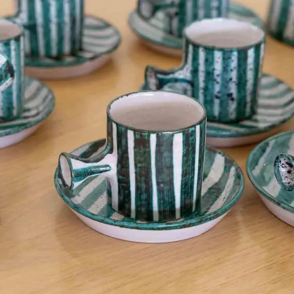 1950's French Ceramic Coffee Set From Vallauris- 27 Pieces | Chairish