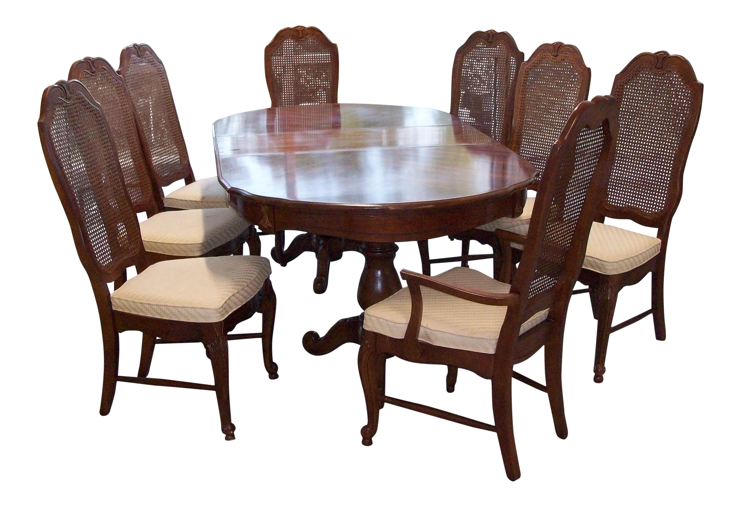 French Provincial Dining Table With 8 Chairs Bassett With 2 Leaves