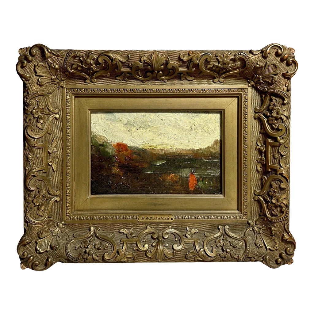 Mid 19th Century Ralph Albert Blakelock Tonalist Oil Painting on Board ...