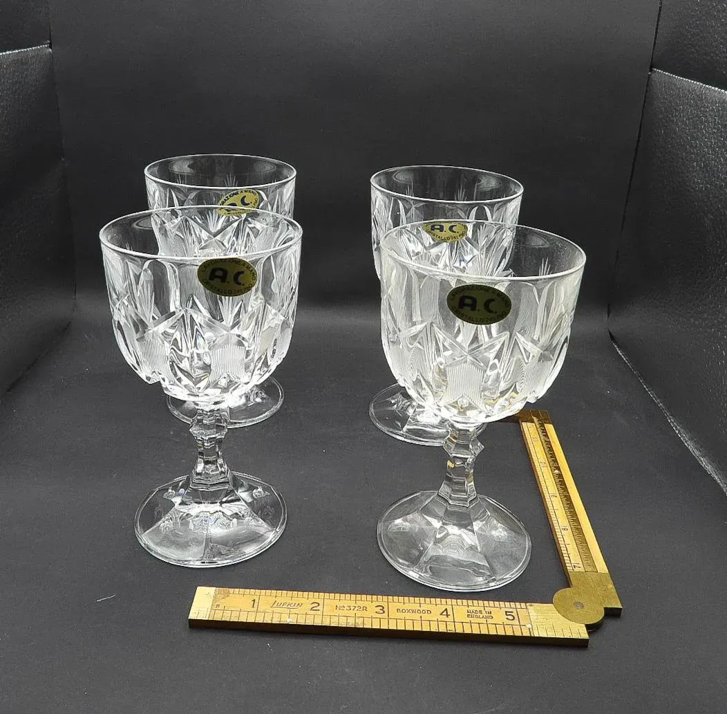 1950s Mid Century Modern Italian Ac Cut Crystal Atomic Wine Stem Glasses-  Set of 4 | Chairish