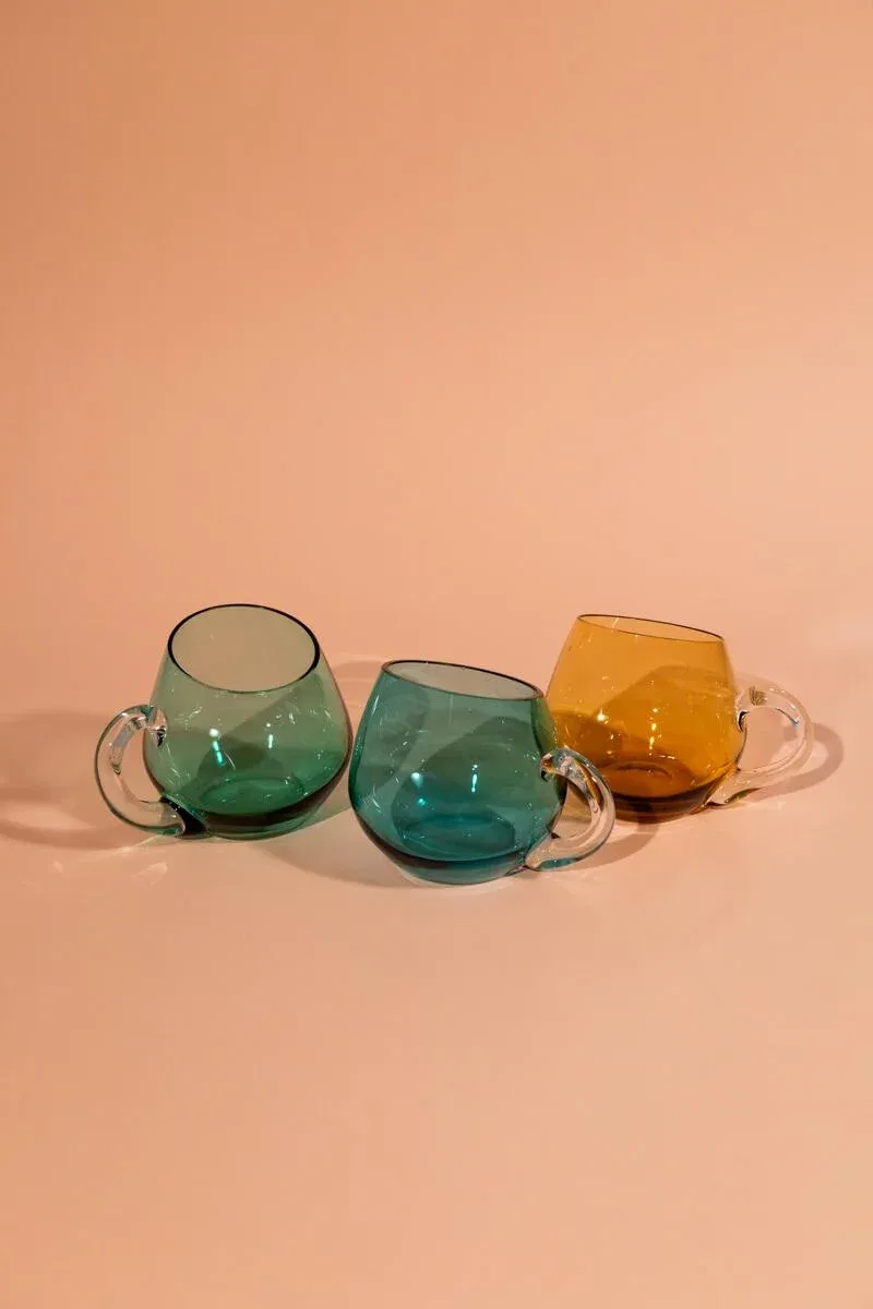 Vintage Set of 3 Multicolour Glass Cups