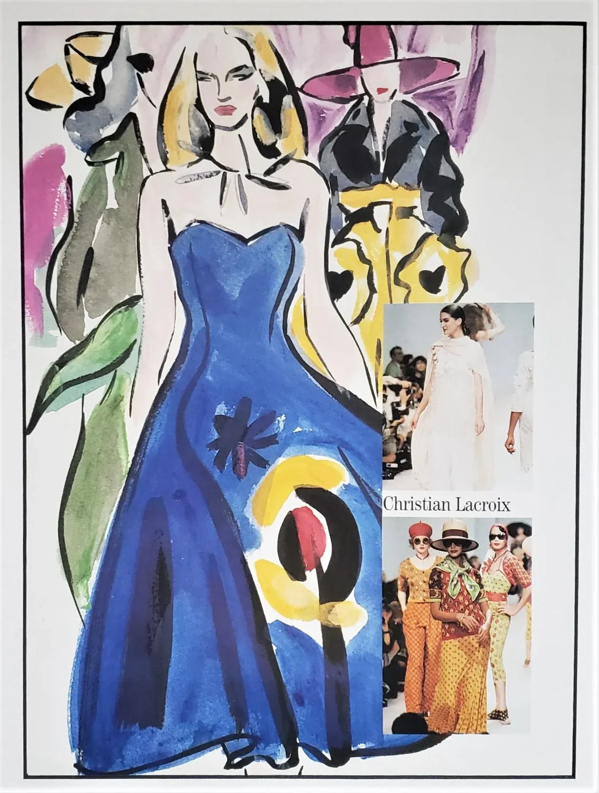 1980s Vintage Fashion Design Print by Christian Lacroix, Matted