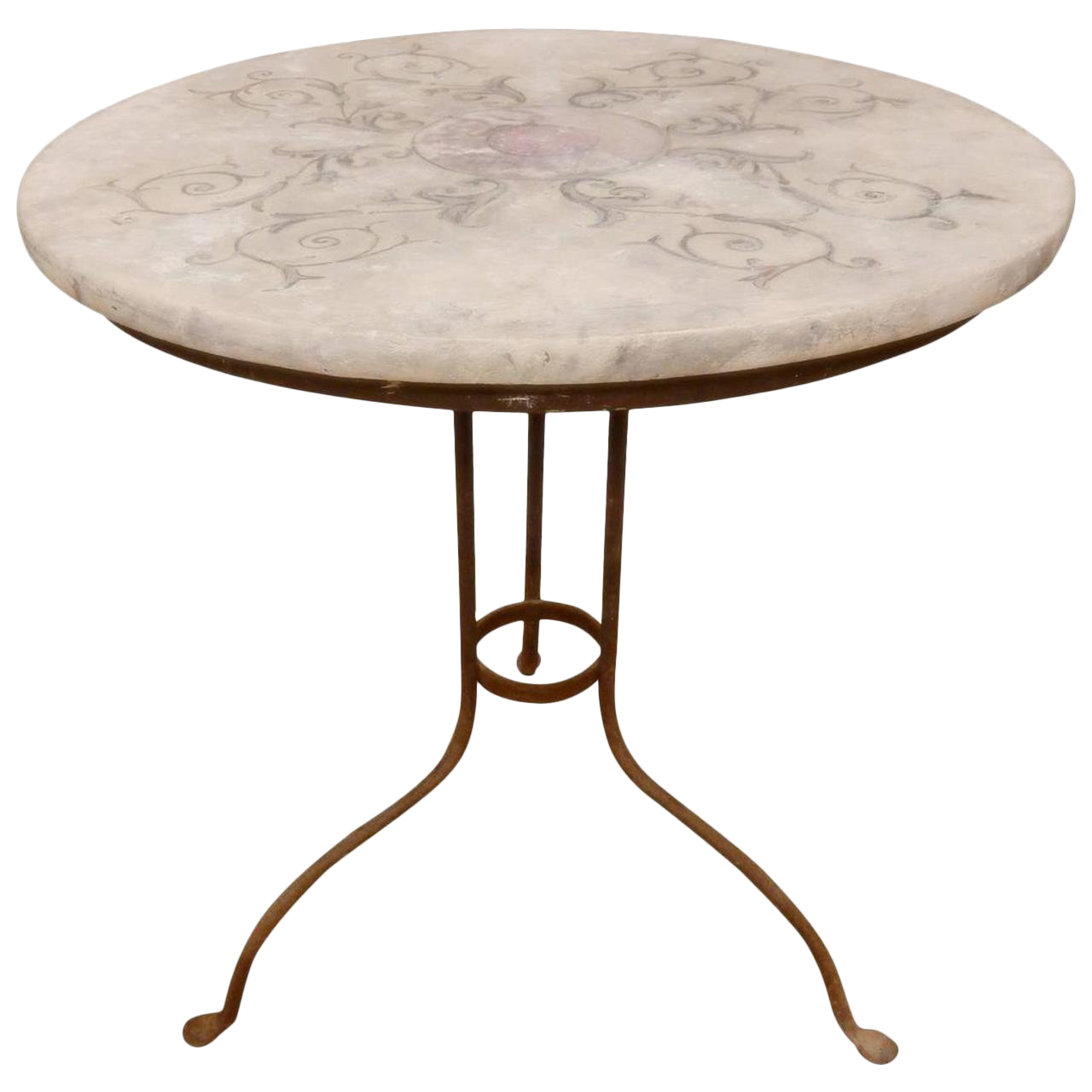 Italian Provincial Faux Marble Top Table on Iron Base Chairish